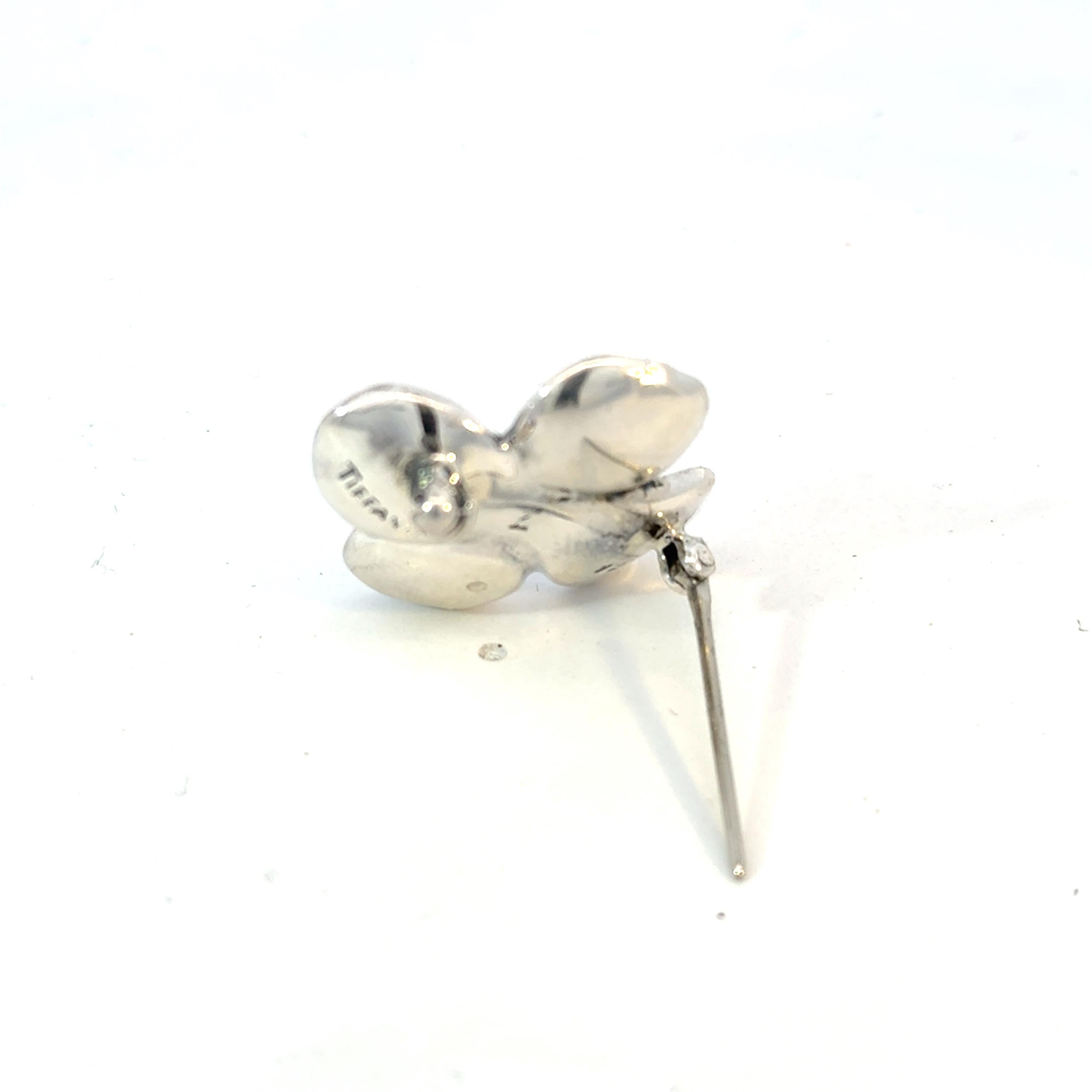 Tiffany & Co Estate Dogwood Flower Brooch Sterling Silver 4.45 Grams For Sale 6