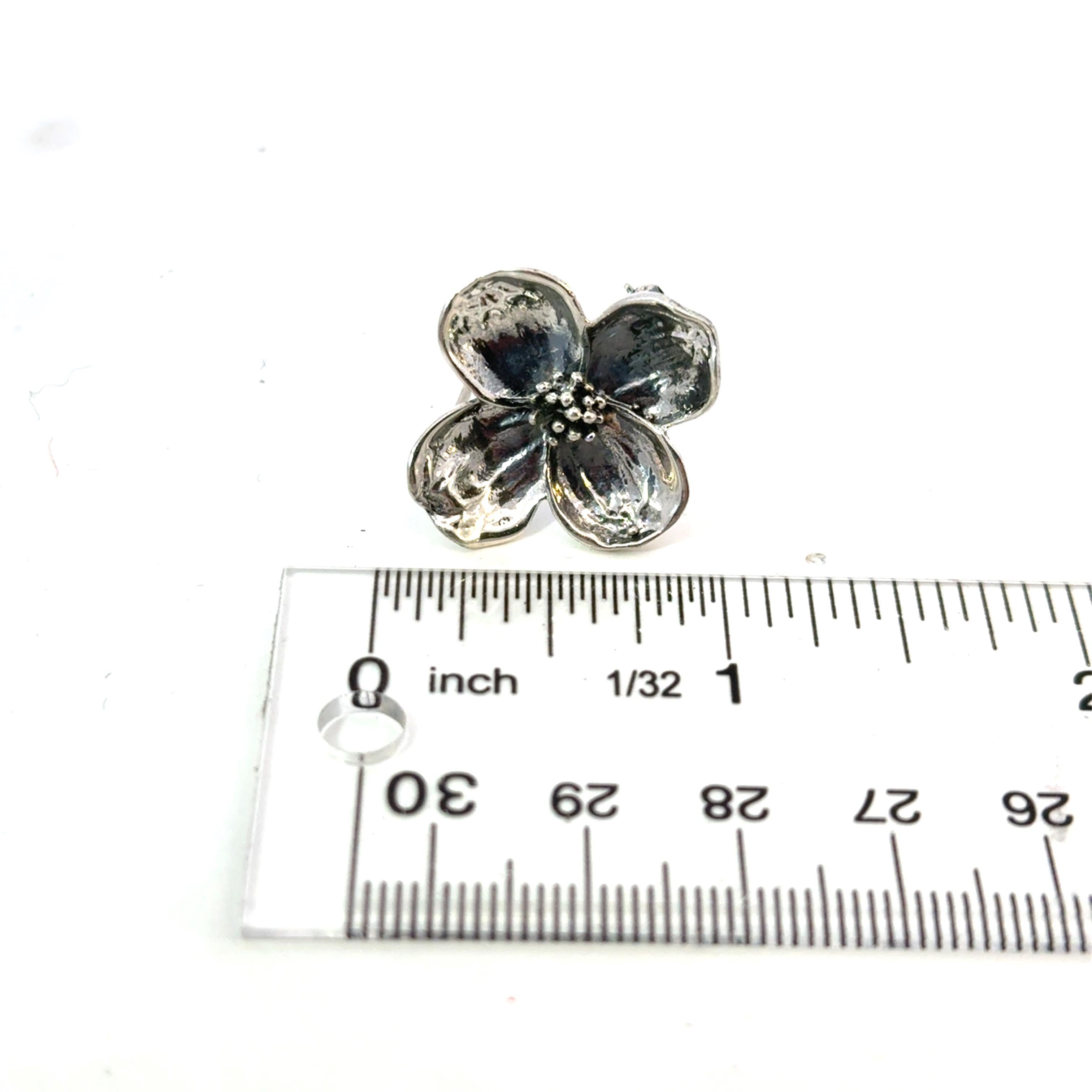 Tiffany & Co Estate Dogwood Flower Brooch Sterling Silver 4.45 Grams For Sale 7