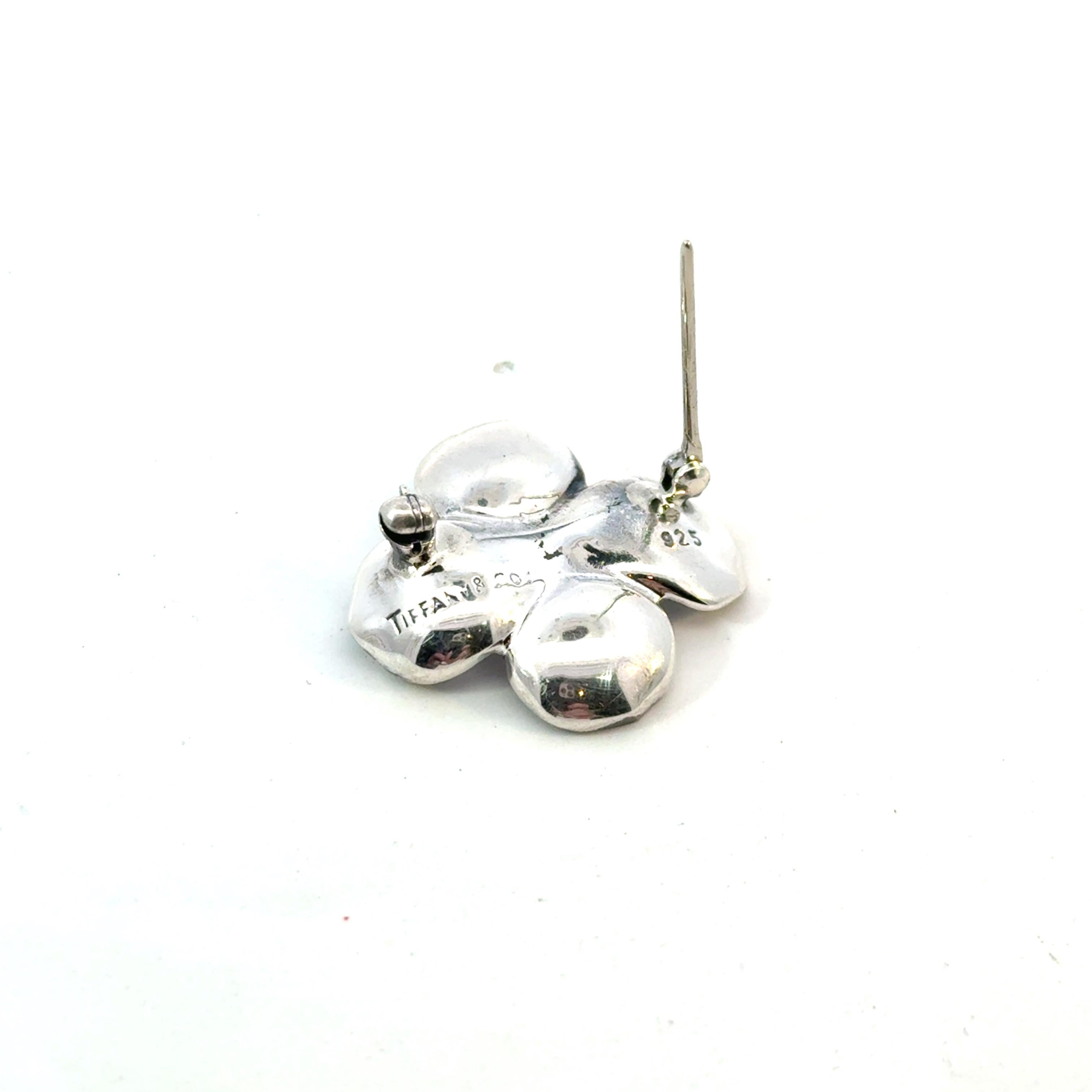 Tiffany & Co Estate Dogwood Flower Brooch Sterling Silver 4.45 Grams For Sale 3