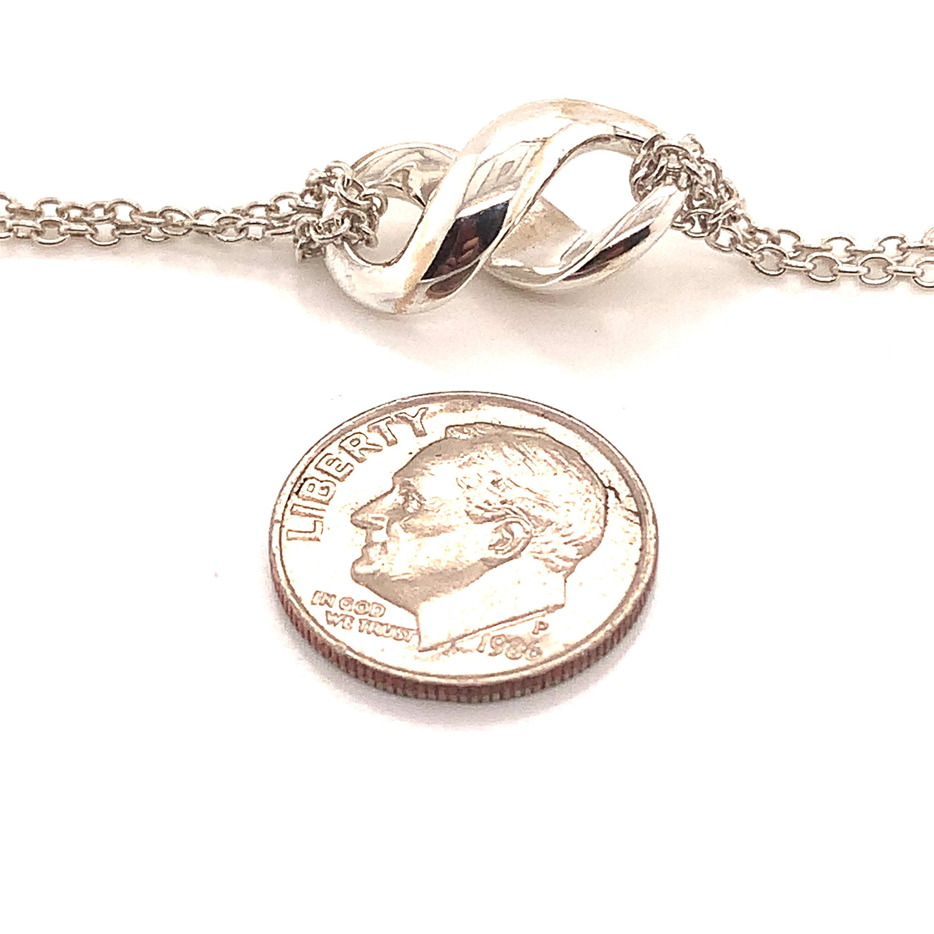 Tiffany & Co. Estate Double Chain Infinity Necklace Sterling Silver For Sale 1