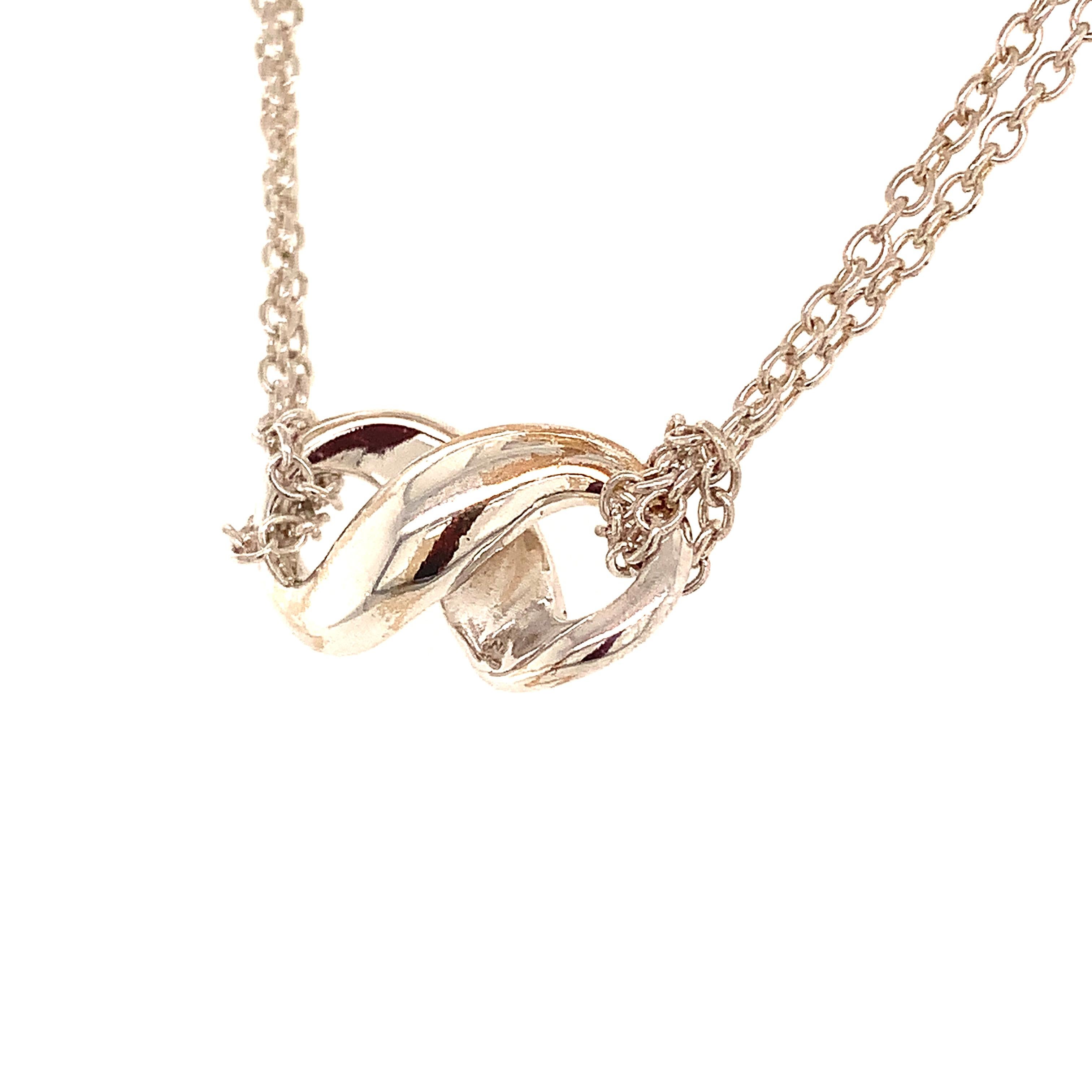 Tiffany & Co. Estate Double Chain Infinity Necklace Sterling Silver For Sale 4