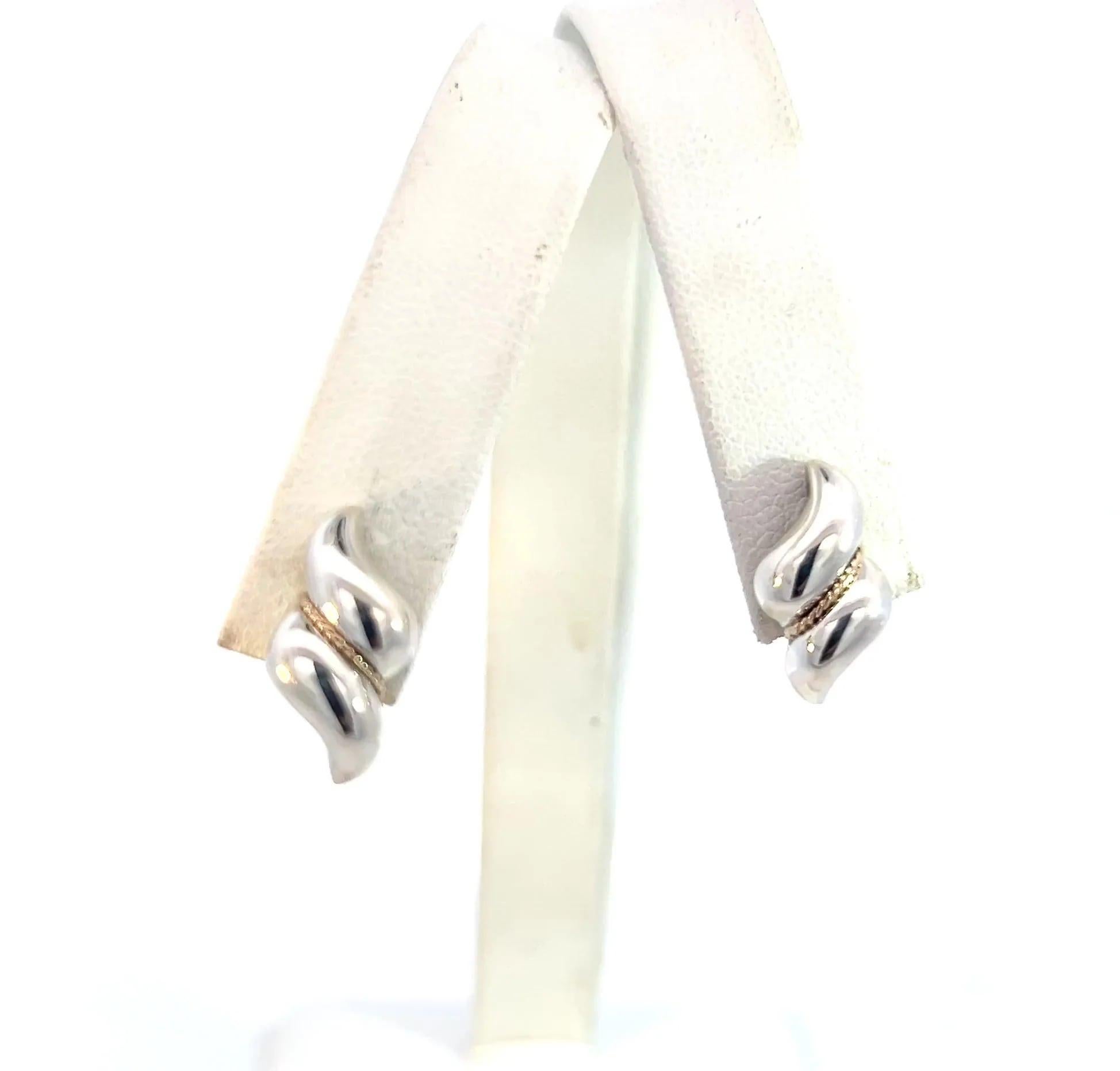Tiffany & Co Estate Earrings With Original Back Sterling Silver 14k Gold For Sale 1
