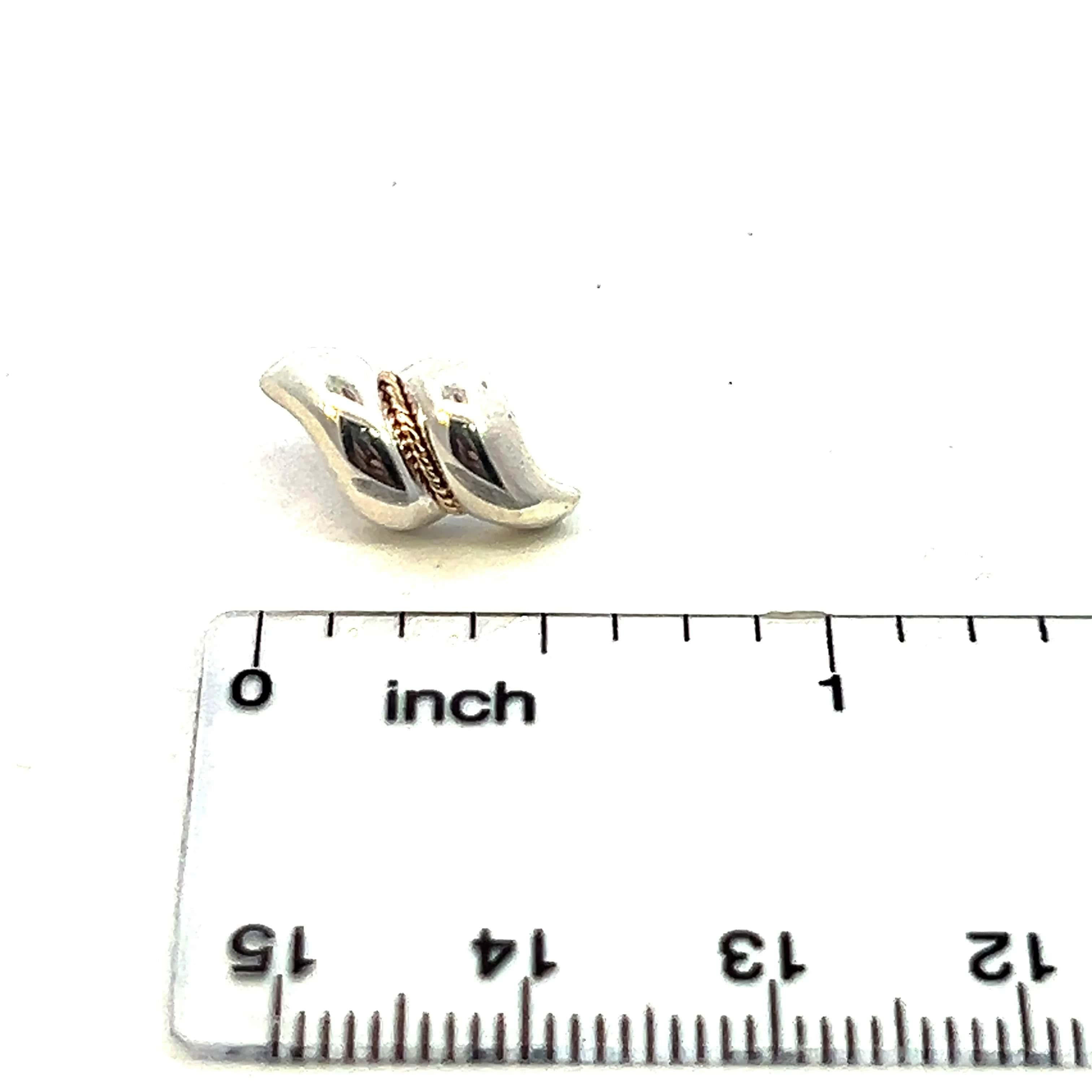 Tiffany & Co Estate Earrings With Original Back Sterling Silver 14k Gold For Sale 4