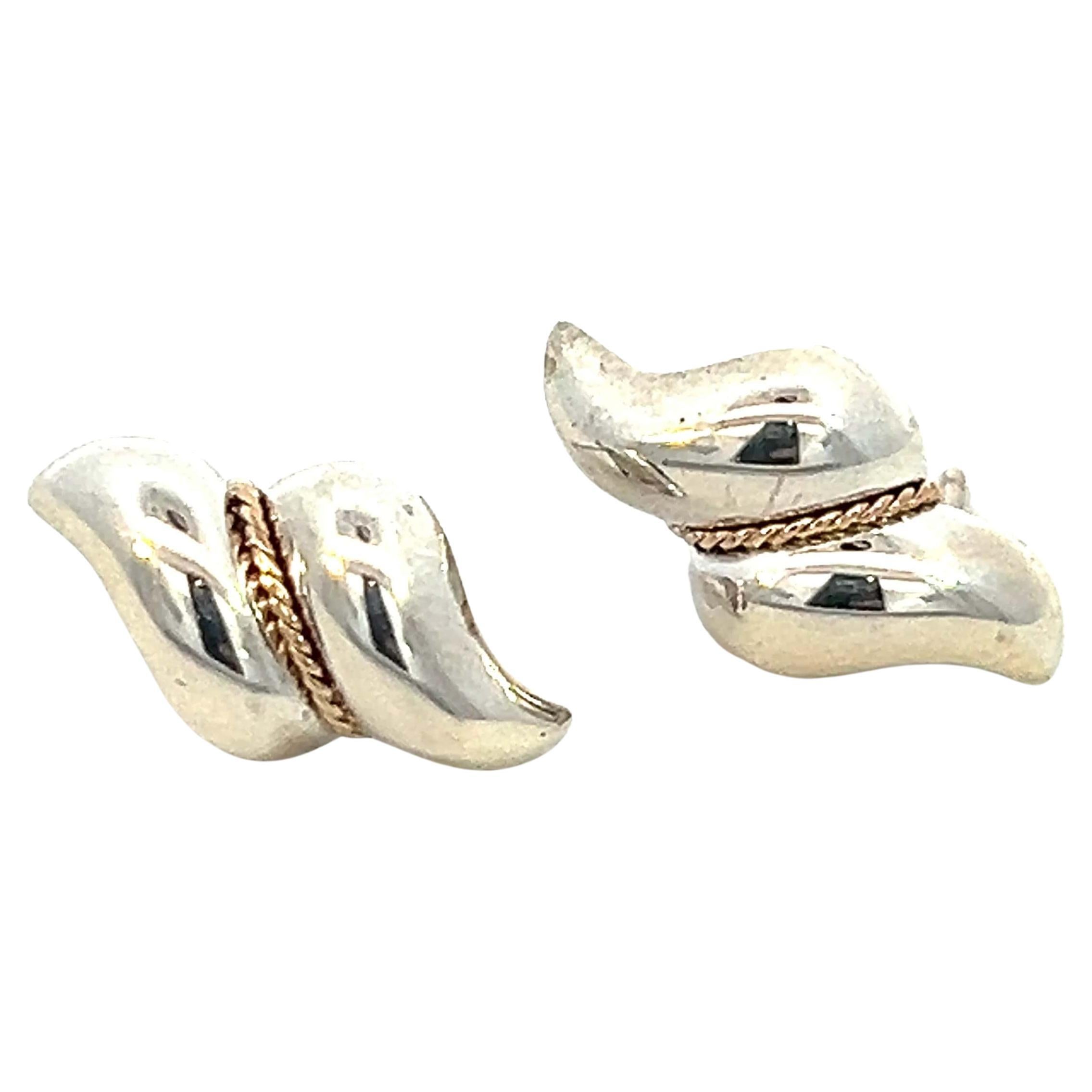Tiffany & Co Nachlass-Ohrringe mit Original-Rücken aus Sterlingsilber 14k Gold