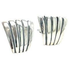 Tiffany & Co Estate Fan Clip on Earrings Sterling Silver Tiffany & Co Estate Fan Clip on Earrings Sterling Silver