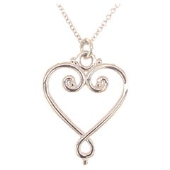 Tiffany & Co. Estate Fancy Heart Necklace Sterling Silver 2.84 Grams