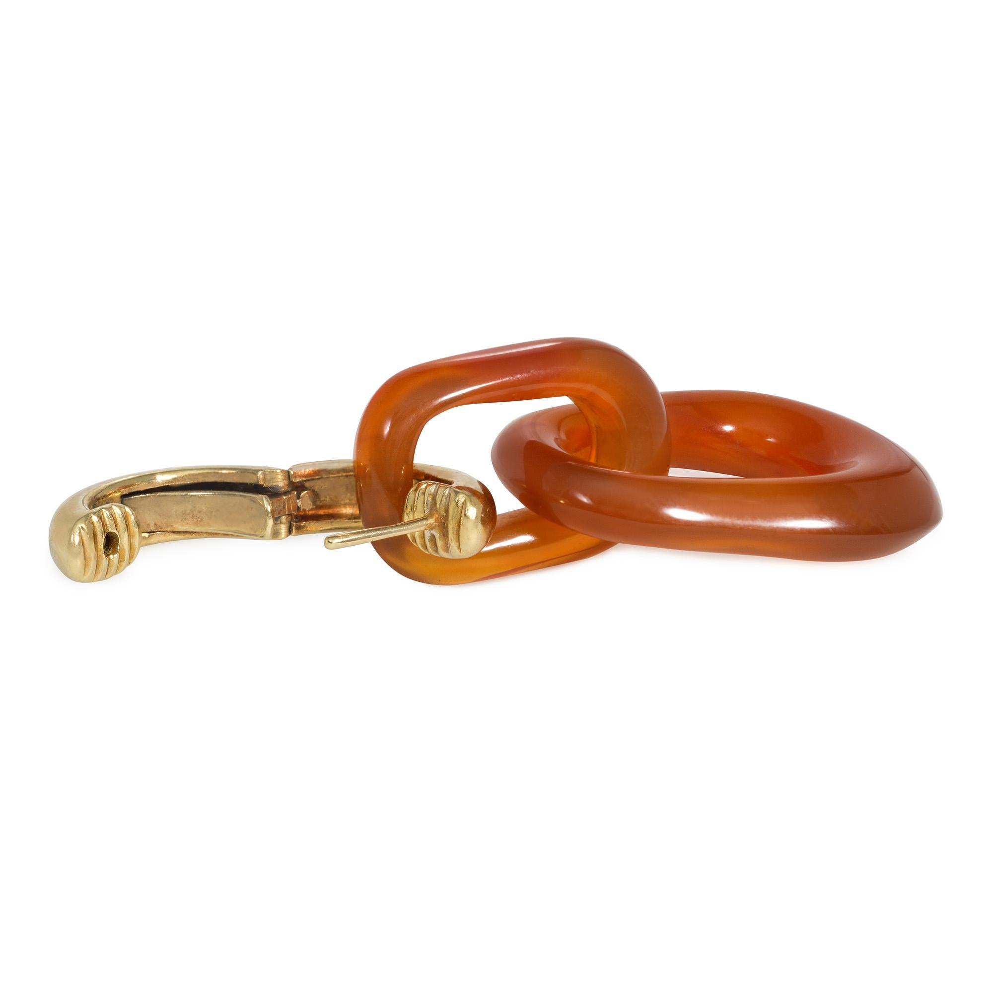 Modern Tiffany & Co. Estate Gold and Interlocking Carnelian Link Earrings For Sale