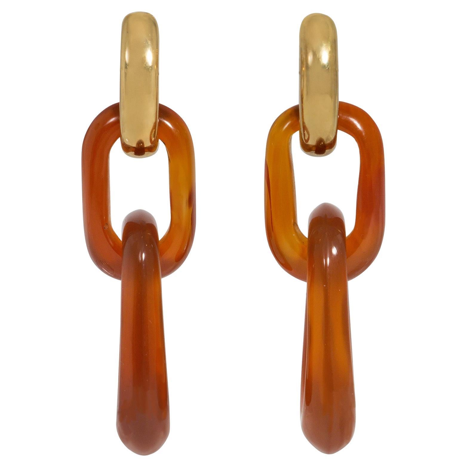 Tiffany & Co. Estate Gold and Interlocking Carnelian Link Earrings