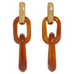 Tiffany & Co. Pendientes de oro y cornalina con eslabones entrelazados