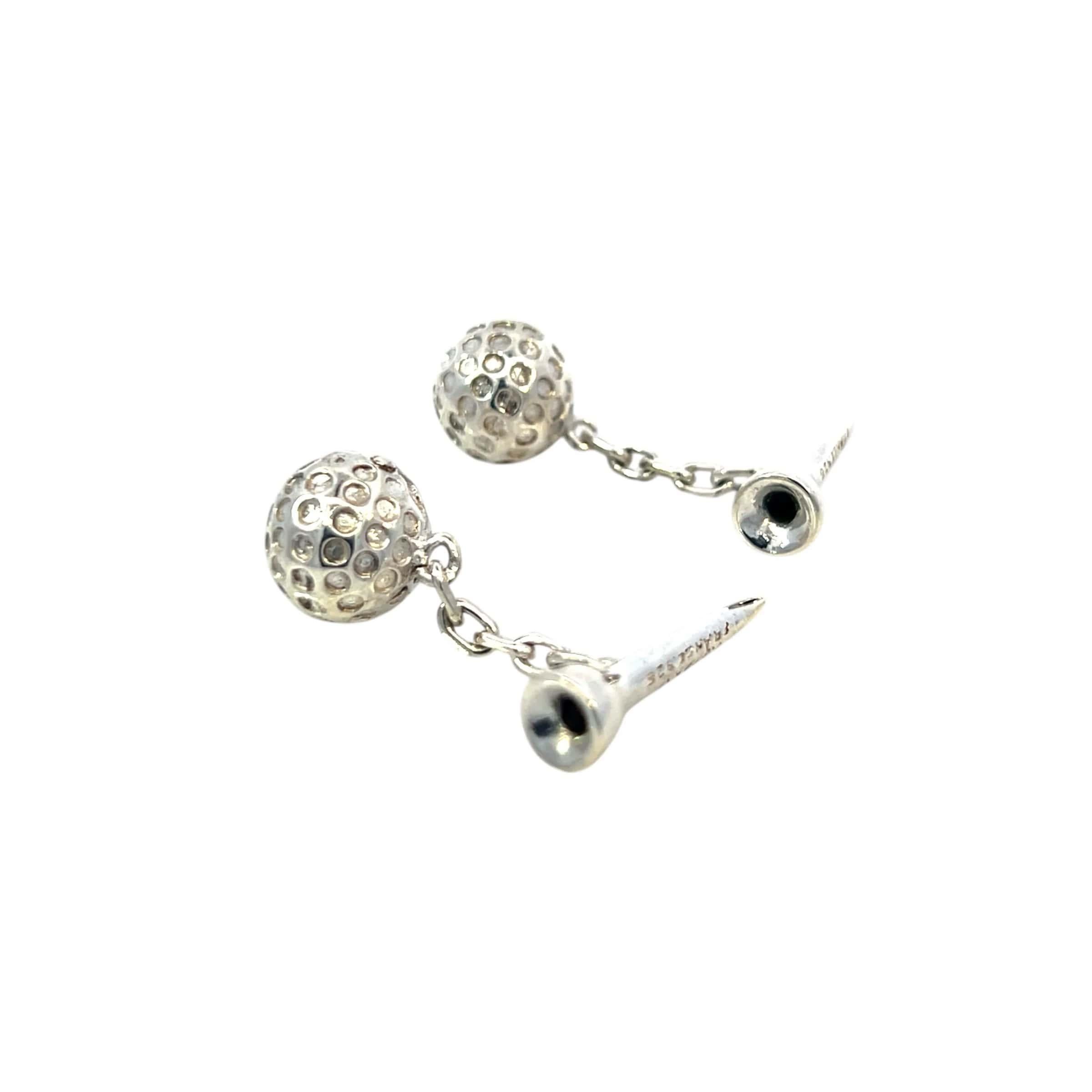Men's Tiffany & Co Estate Golf Ball Cufflinks Sterling Silver 15.39 Grams For Sale