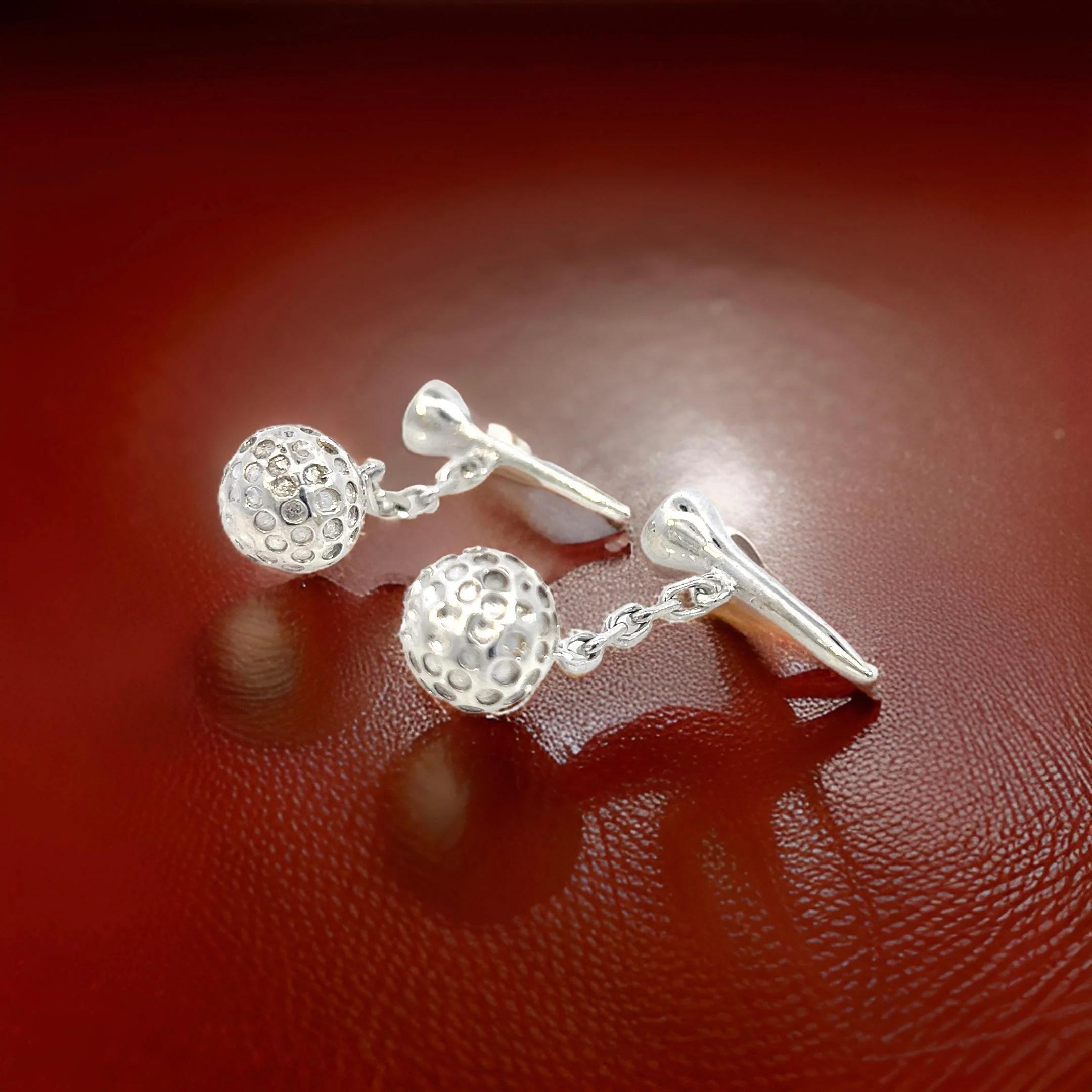 Tiffany & Co Estate Golf Ball Cufflinks Sterling Silver 15.39 Grams For Sale 4