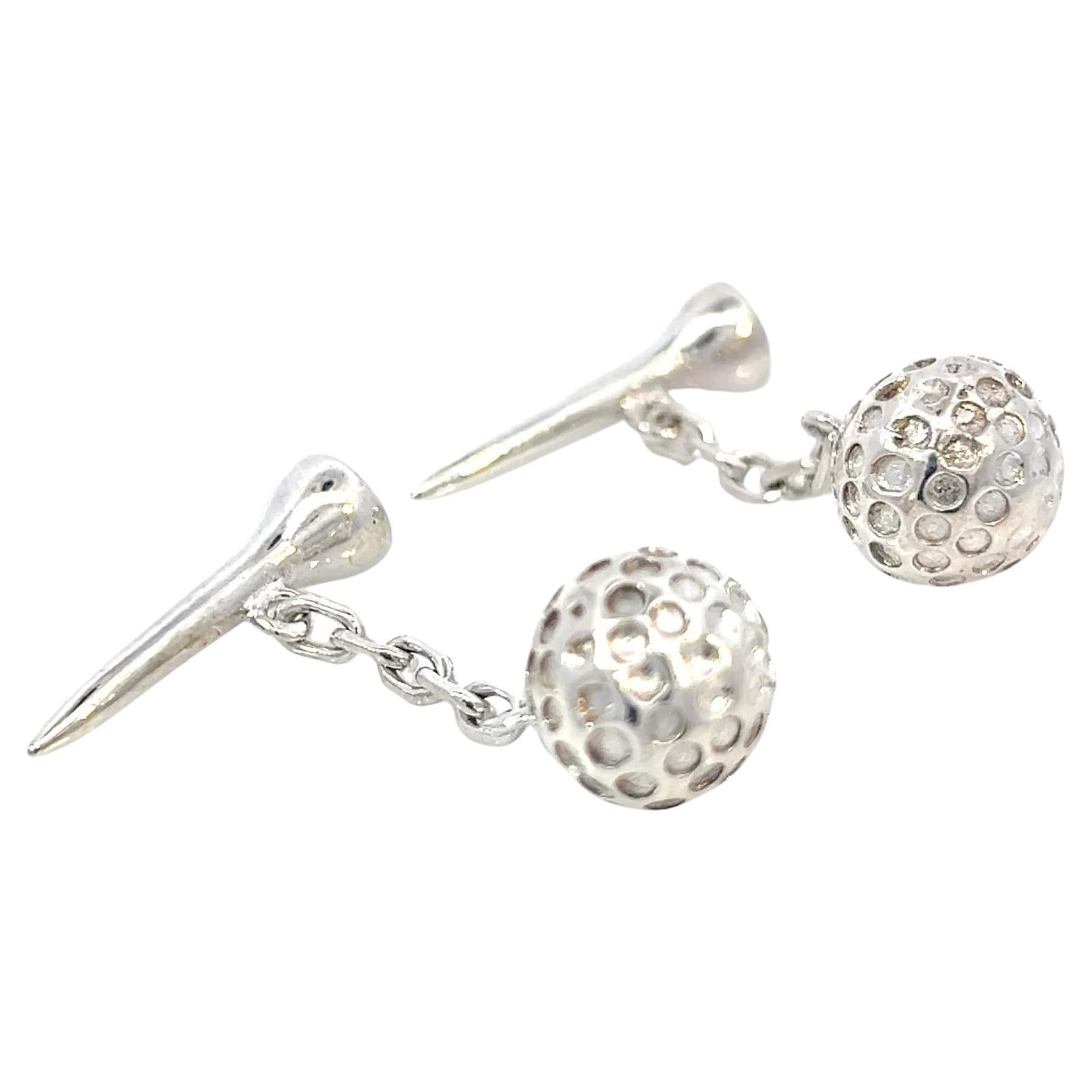 Tiffany & Co Estate Golf Ball Cufflinks Sterling Silver 15.39 Grams For Sale