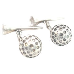 Used Tiffany & Co Estate Golf Ball Cufflinks Sterling Silver