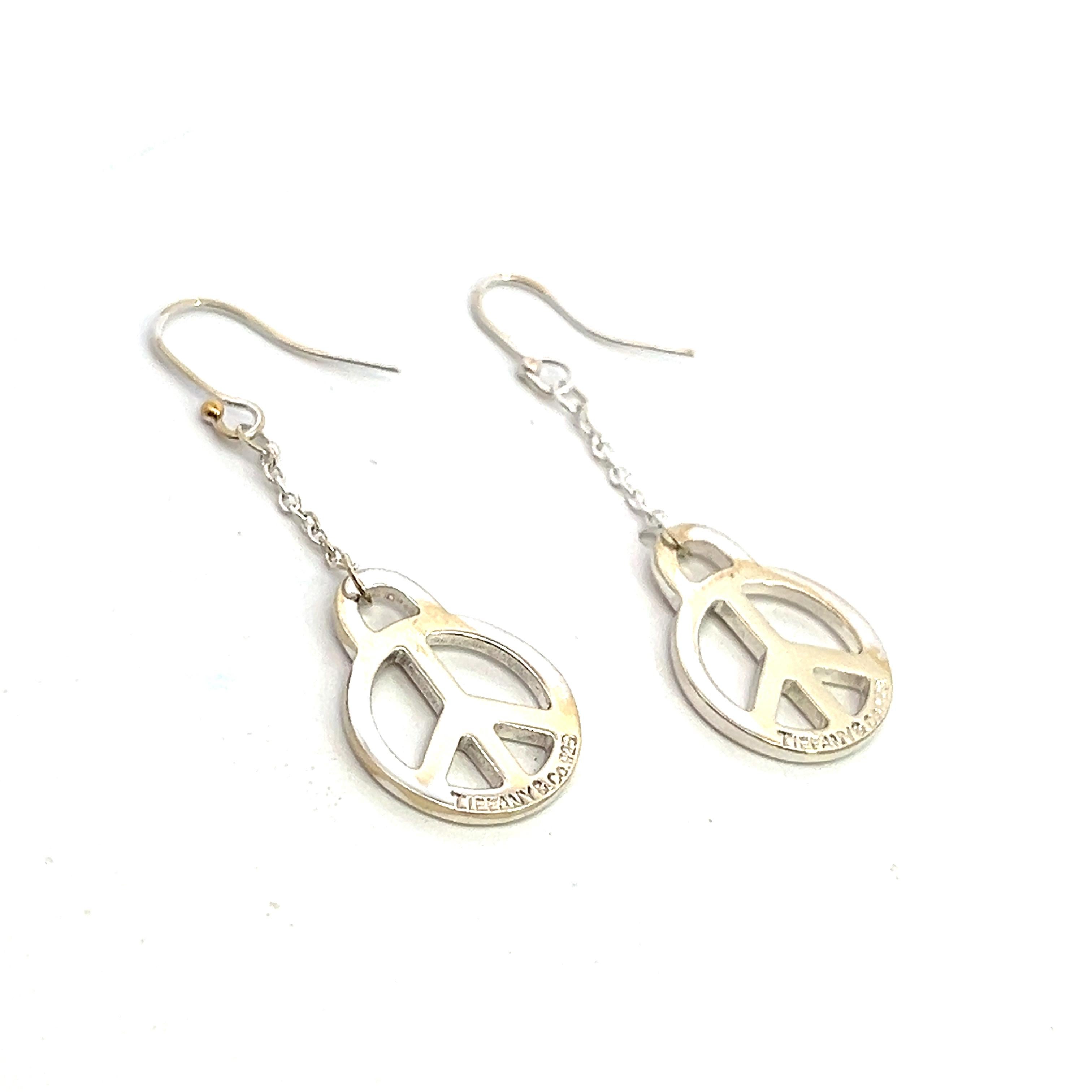 Pendientes colgantes auténticos Tiffany & Co Estate Paz 2