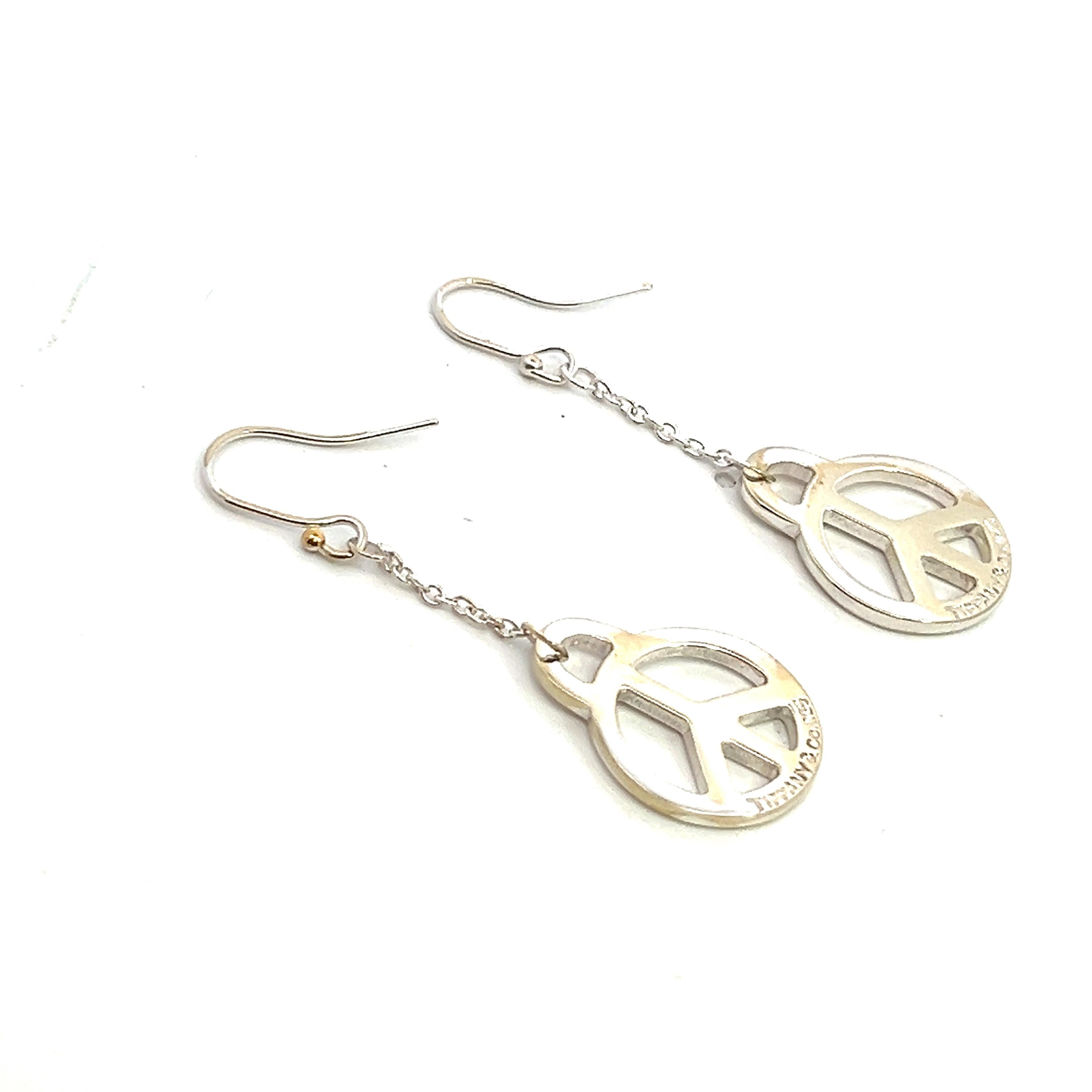 De las mujeres Pendientes colgantes Tiffany & Co Estate Paz 2