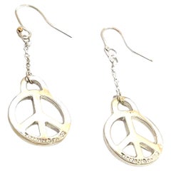 Pendientes colgantes Tiffany & Co Estate Paz 2" Plata de ley