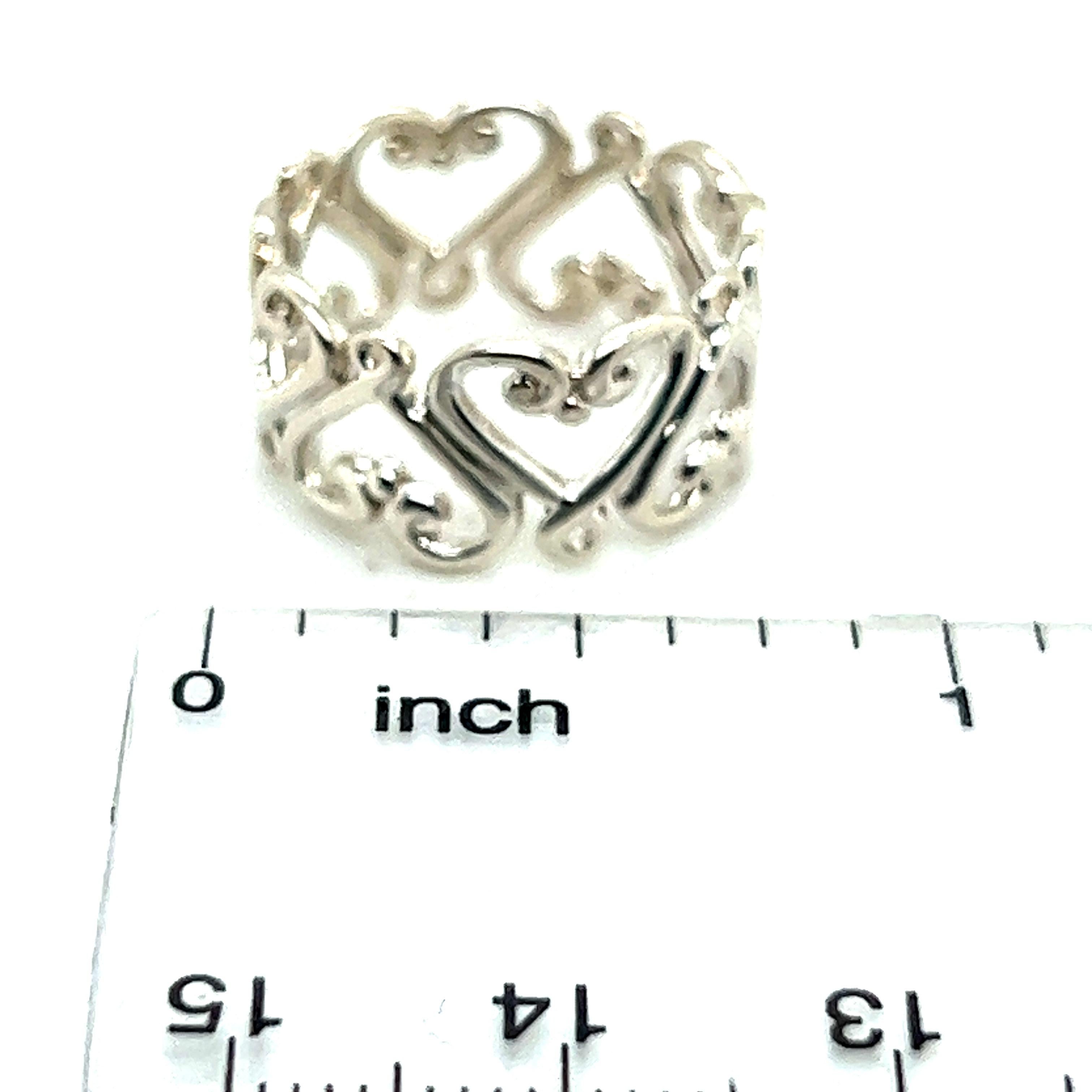 Tiffany & Co Estate Heart Band Ring 5 Silver By Paloma Picasso  In Good Condition In Brooklyn, NY