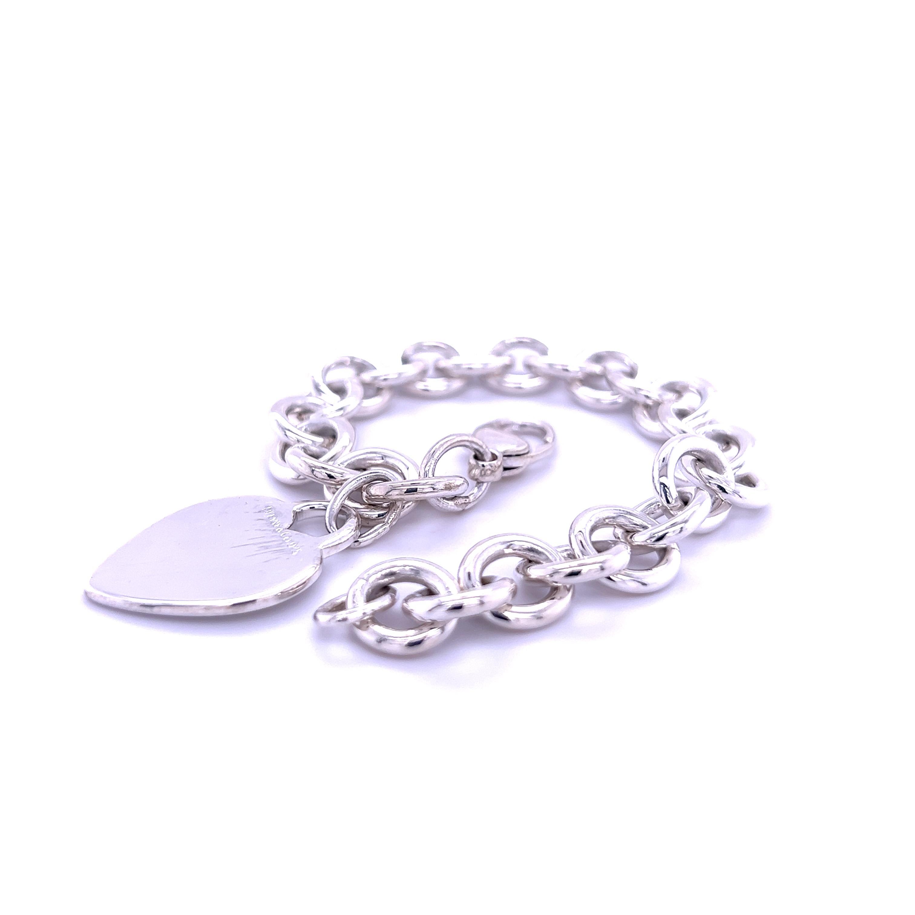 Women's or Men's Tiffany & Co Estate Heart Bracelet Size 8