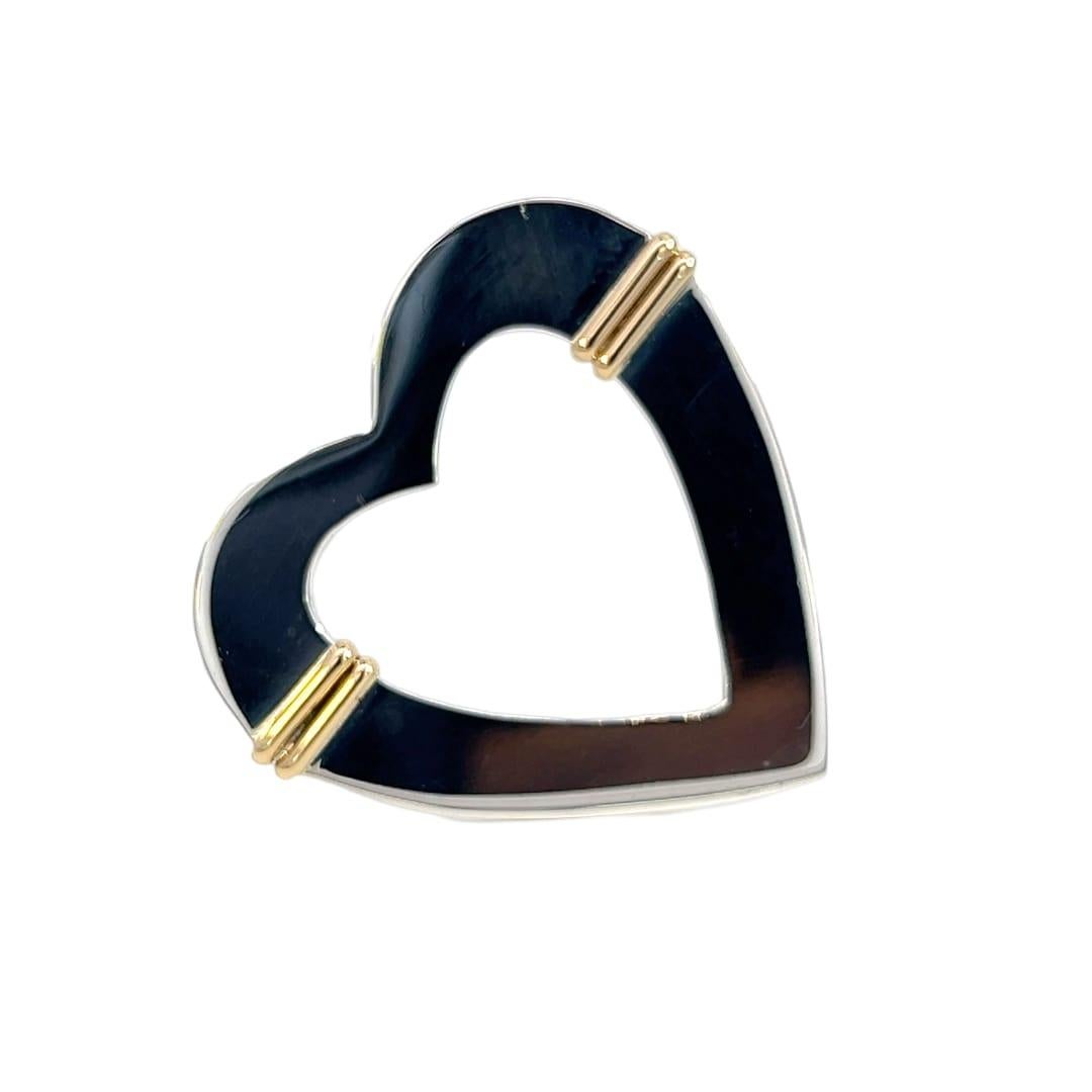 Women's Tiffany & Co Estate Heart Brooch Pin 18k Y Gold Sterling Silver