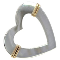 Tiffany & Co Estate Heart Brooch Pin 18k Y Gold Sterling Silver