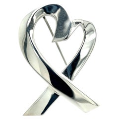 Tiffany & Co Estate Heart Brooch Pin Sterling Silver By Paloma Picasso