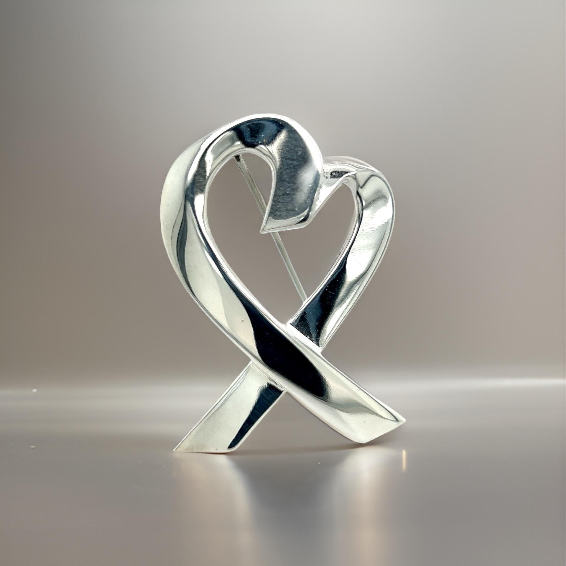 Tiffany & Co. Estate Herz Brosche Pin Sterling Silber im Angebot 8
