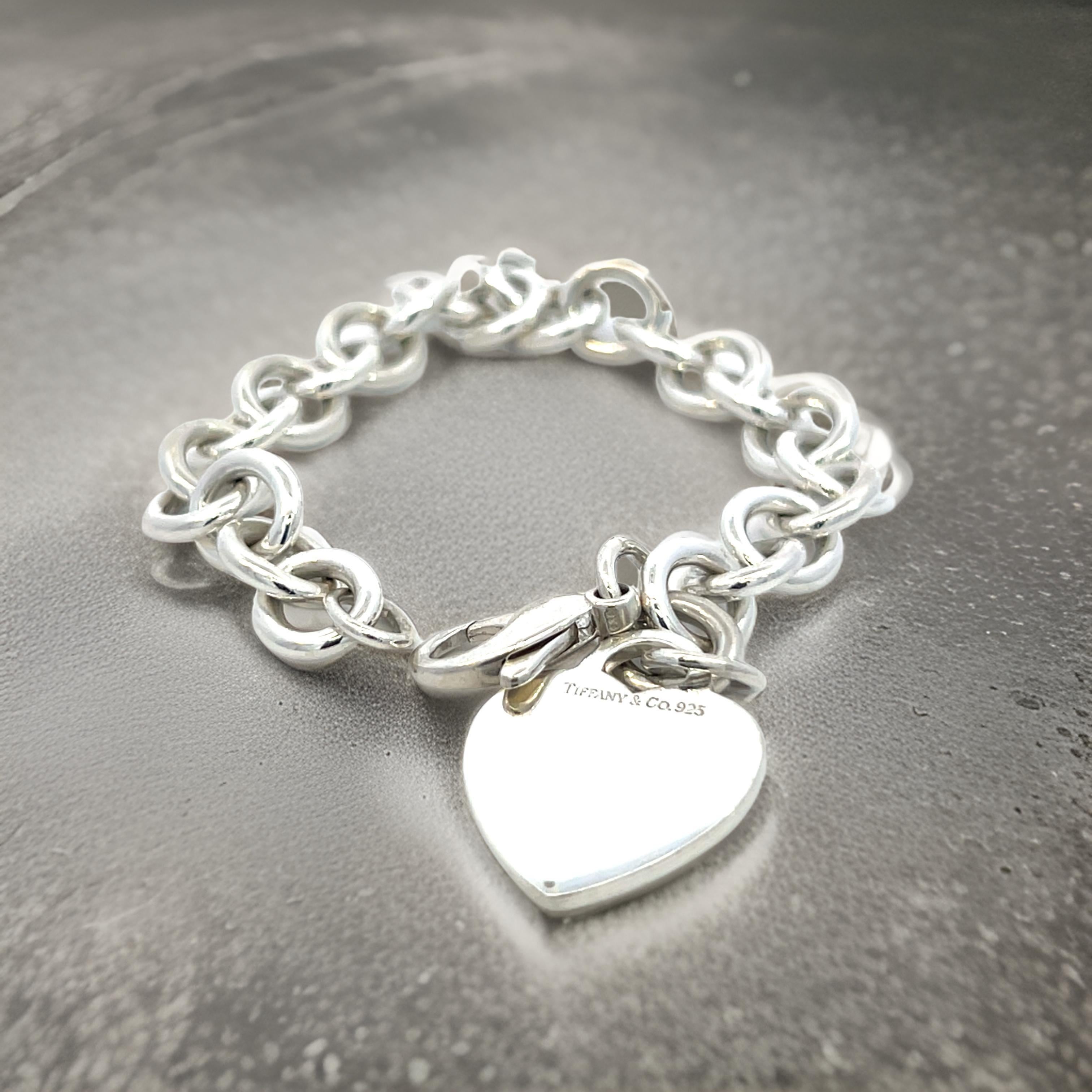Authentic Tiffany & Co Estate Heart Charm Bracelet 7.5