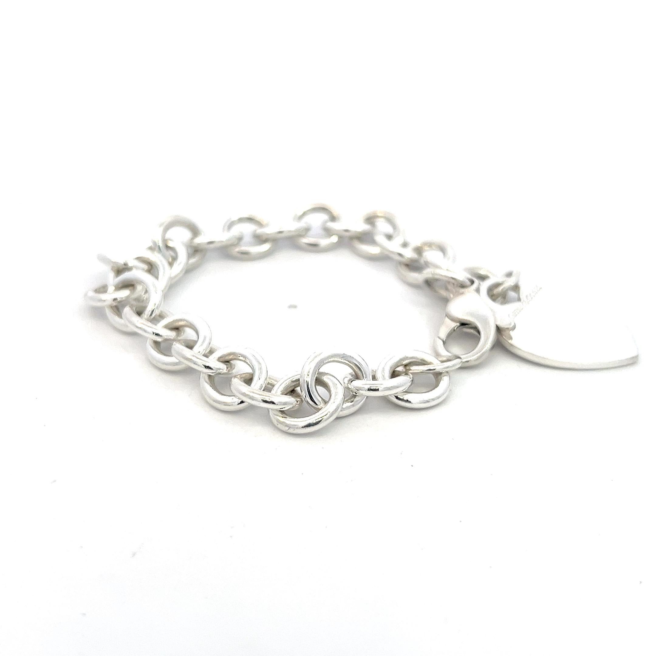Tiffany & Co Estate Heart Charm Bracelet 7.5