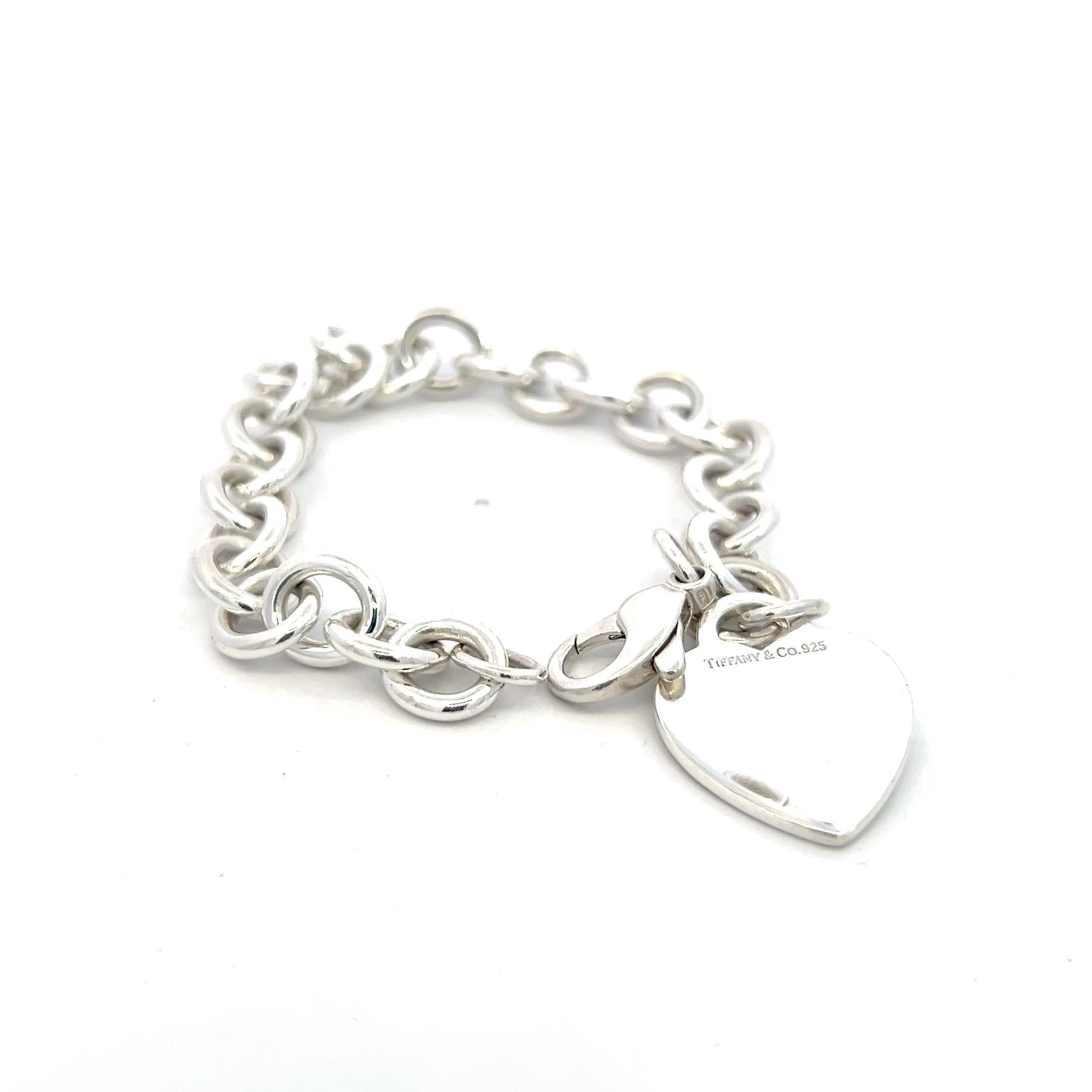 Tiffany & Co Estate Heart Charm Bracelet 7.5