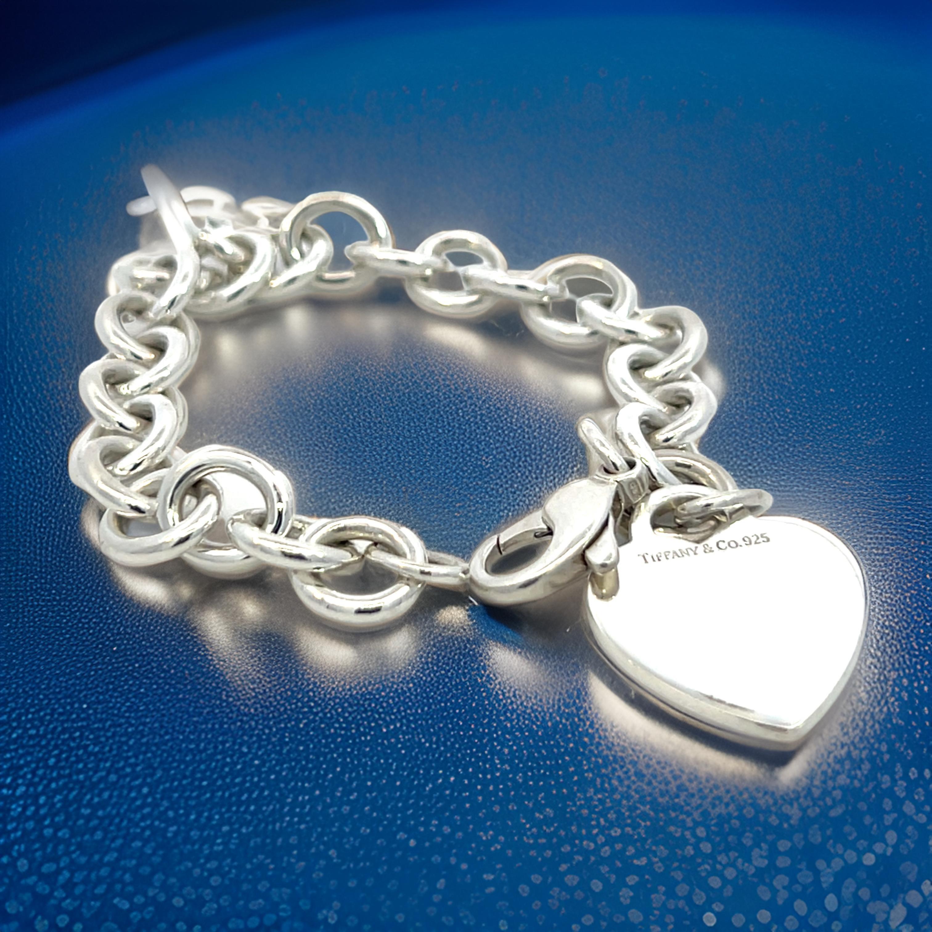 Tiffany & Co Estate Heart Charm Bracelet 7.5
