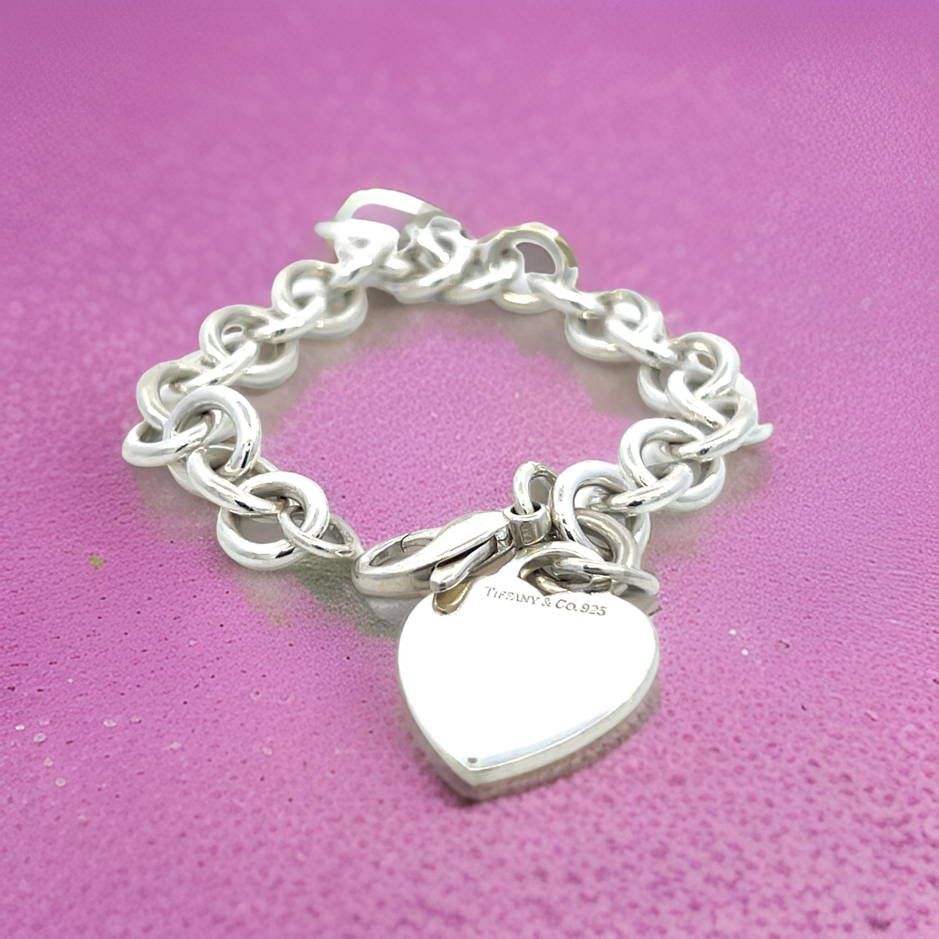 Tiffany & Co Estate Heart Charm Bracelet 7.5