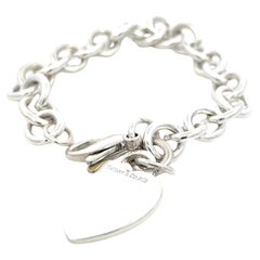 Tiffany & Co Estate Heart Charm Bracelet 7.5" Sterling Silver 34.9g TIF757