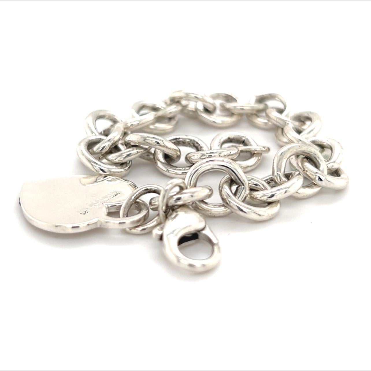 Tiffany & Co Estate Heart Charm Bracelet Sterling Silver 36 Grams In Good Condition For Sale In Brooklyn, NY