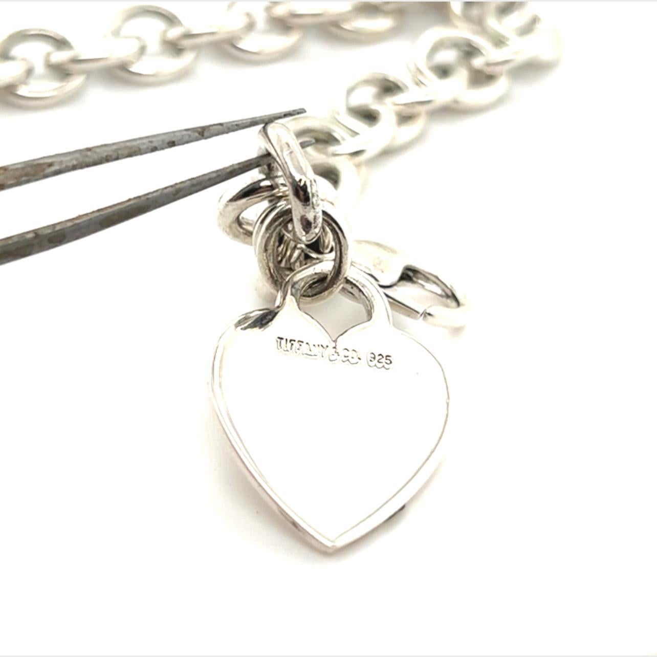 Women's Tiffany & Co Estate Heart Charm Bracelet Sterling Silver 36 Grams For Sale