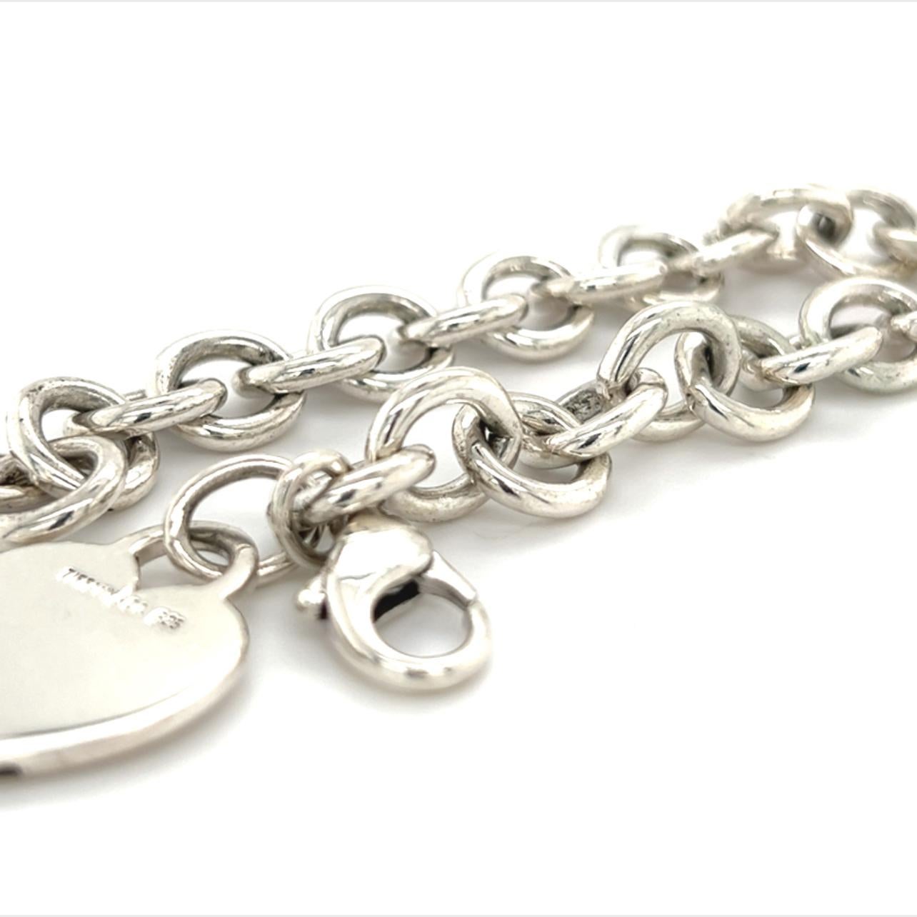 Women's Tiffany & Co Estate Heart Charm Bracelet Sterling Silver 36 Grams For Sale