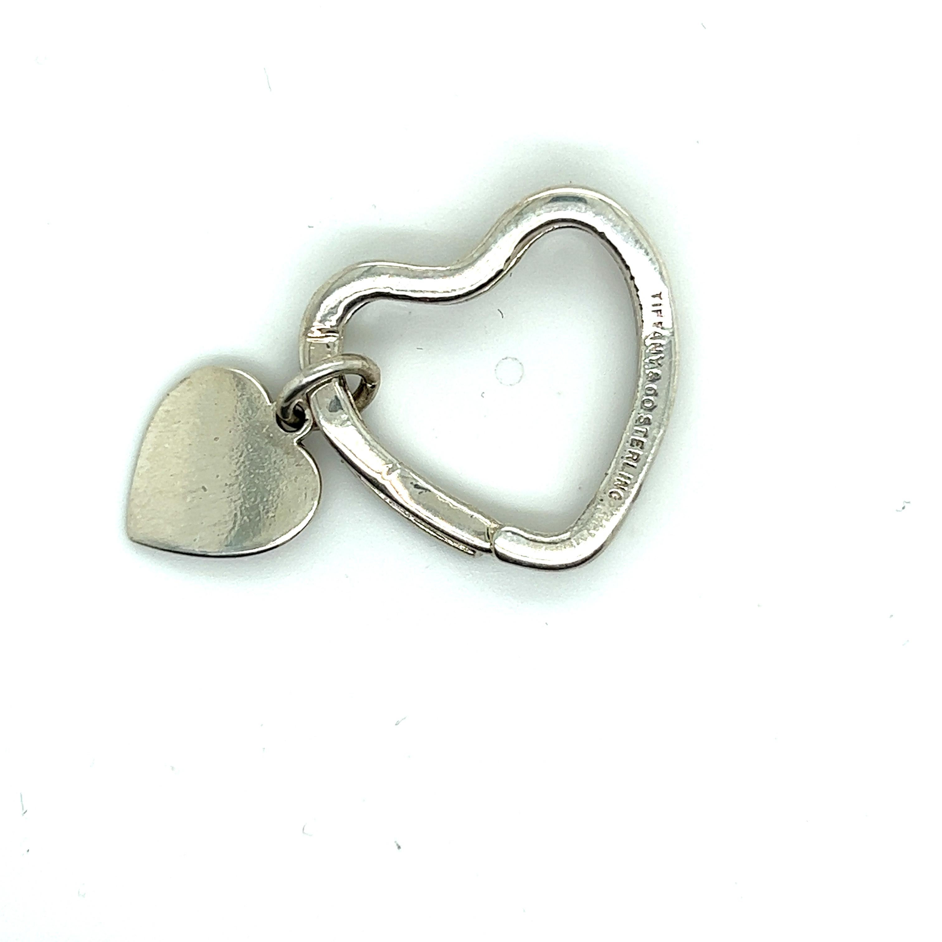 Tiffany & Co Estate Heart Keychain Sterling Silver In Good Condition In Brooklyn, NY