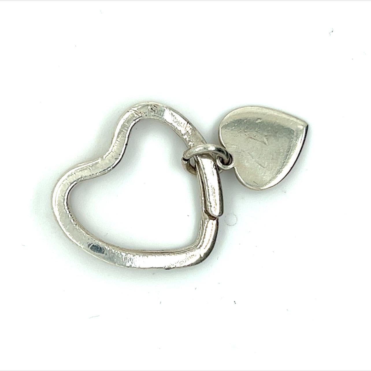 Women's or Men's Tiffany & Co Estate Heart Keychain Sterling Silver For Sale
