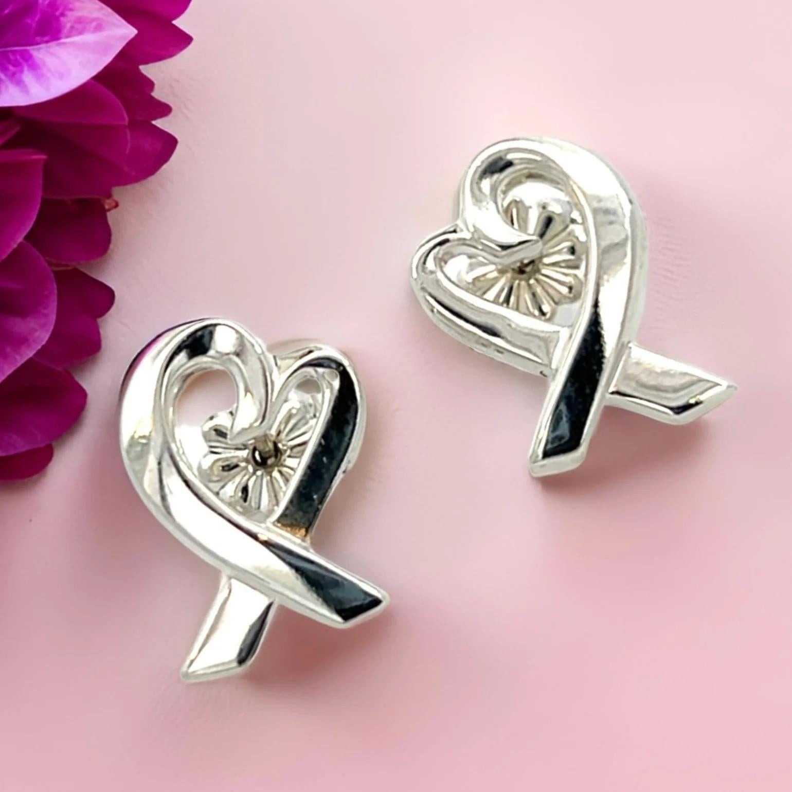 Tiffany & Co Nachlass-Ohrringe mit Herz durchbohrt von Paloma Picasso aus Sterlingsilber Damen im Angebot