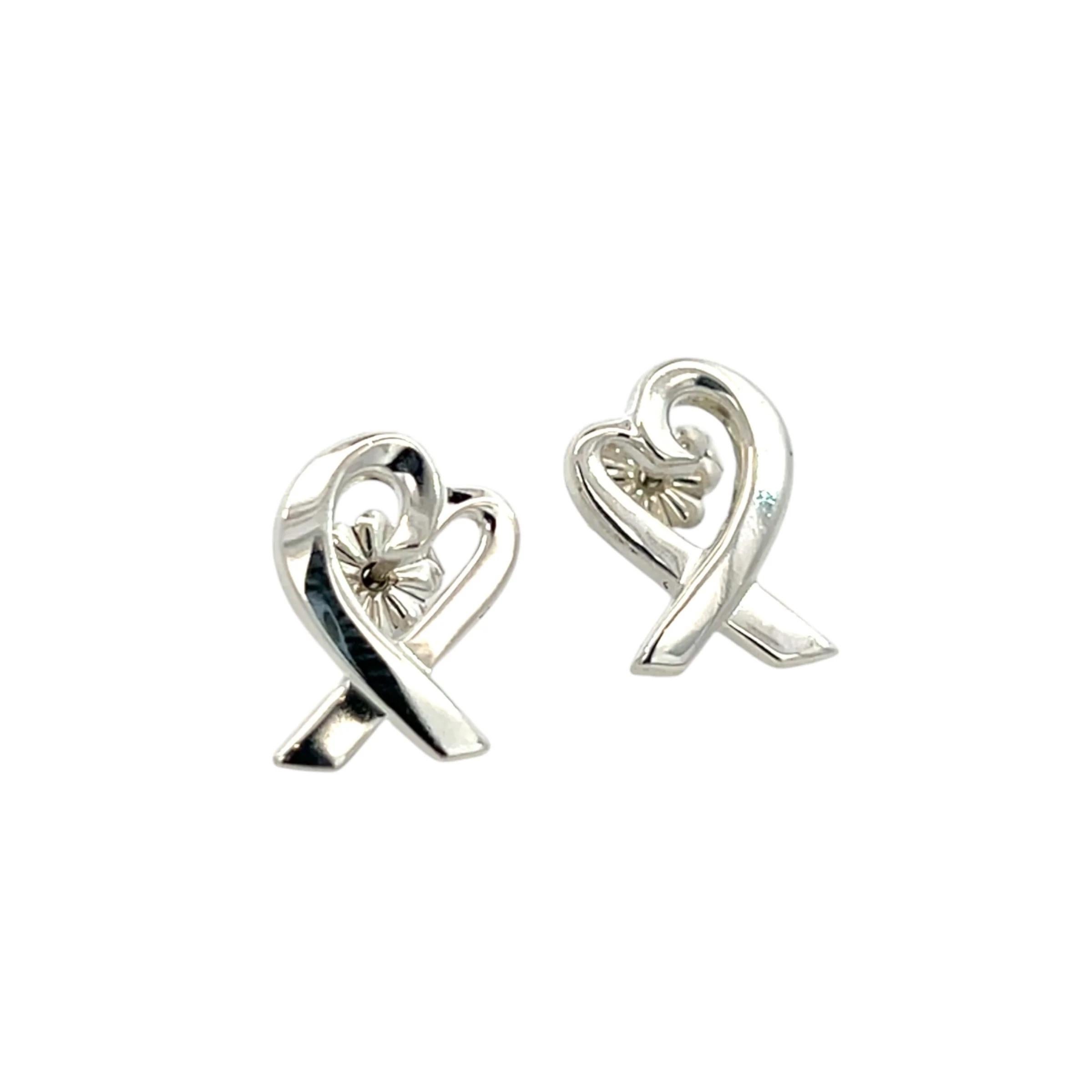 Tiffany & Co Nachlass-Ohrringe mit Herz durchbohrt von Paloma Picasso aus Sterlingsilber im Angebot 1