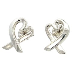 Tiffany & Co Estate Heart Pierced Earrings by Paloma Picasso Sterling Silver