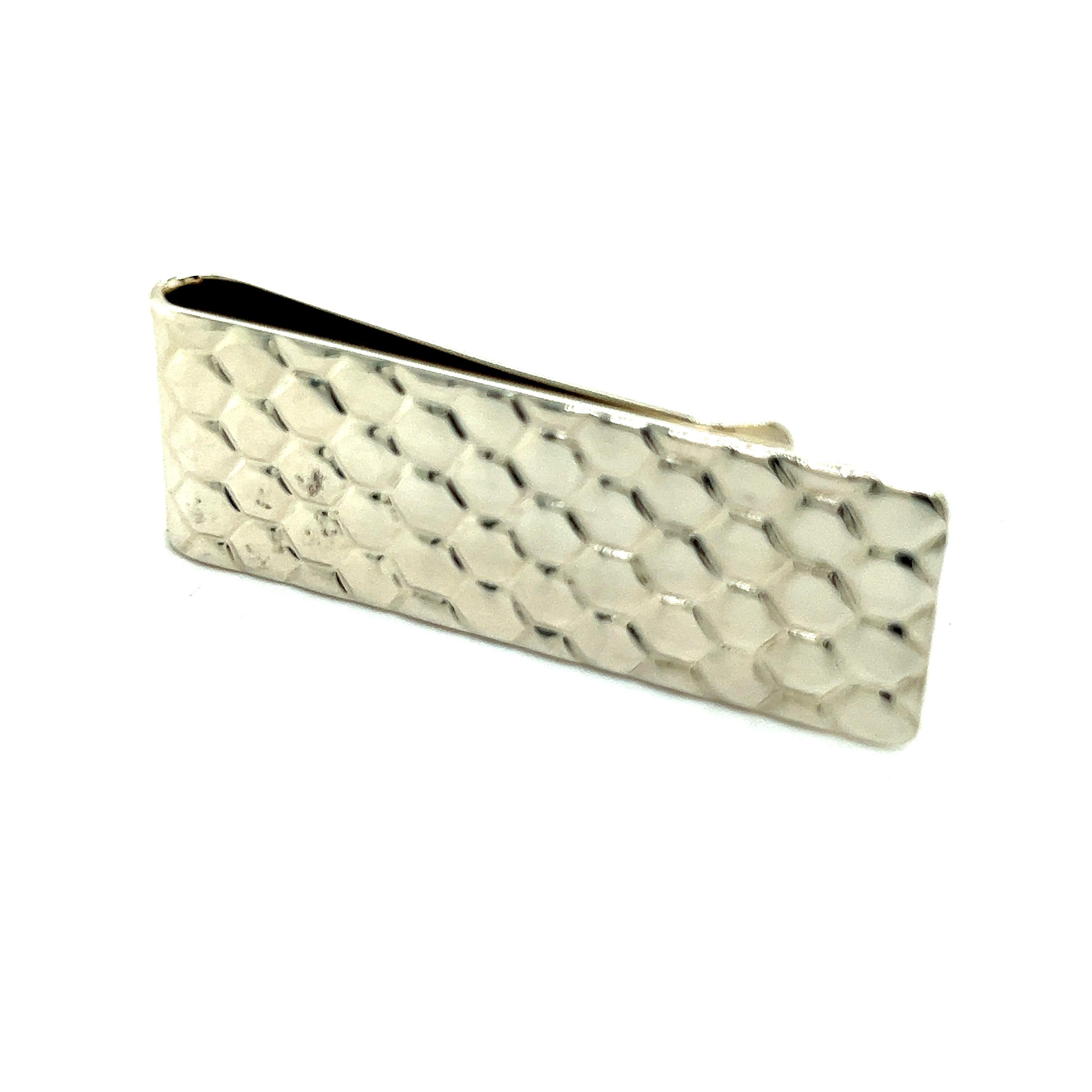 Tiffany & Co Estate Honey Comb Pattern Money Clip Silver  In Good Condition For Sale In Brooklyn, NY