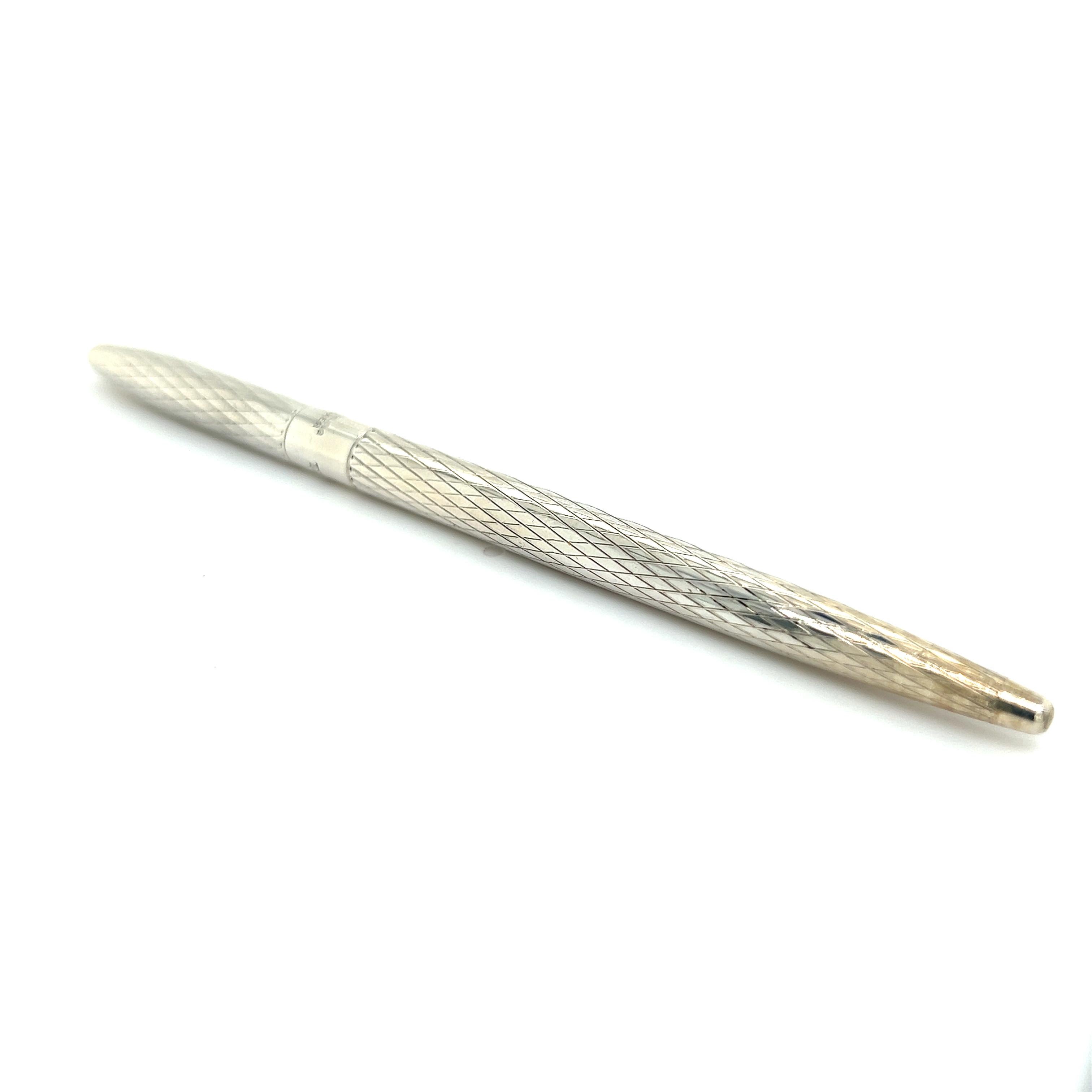 Brilliant Cut Tiffany & Co Estate Ladies Ballpoint Pen With Diamond Sterling Silver