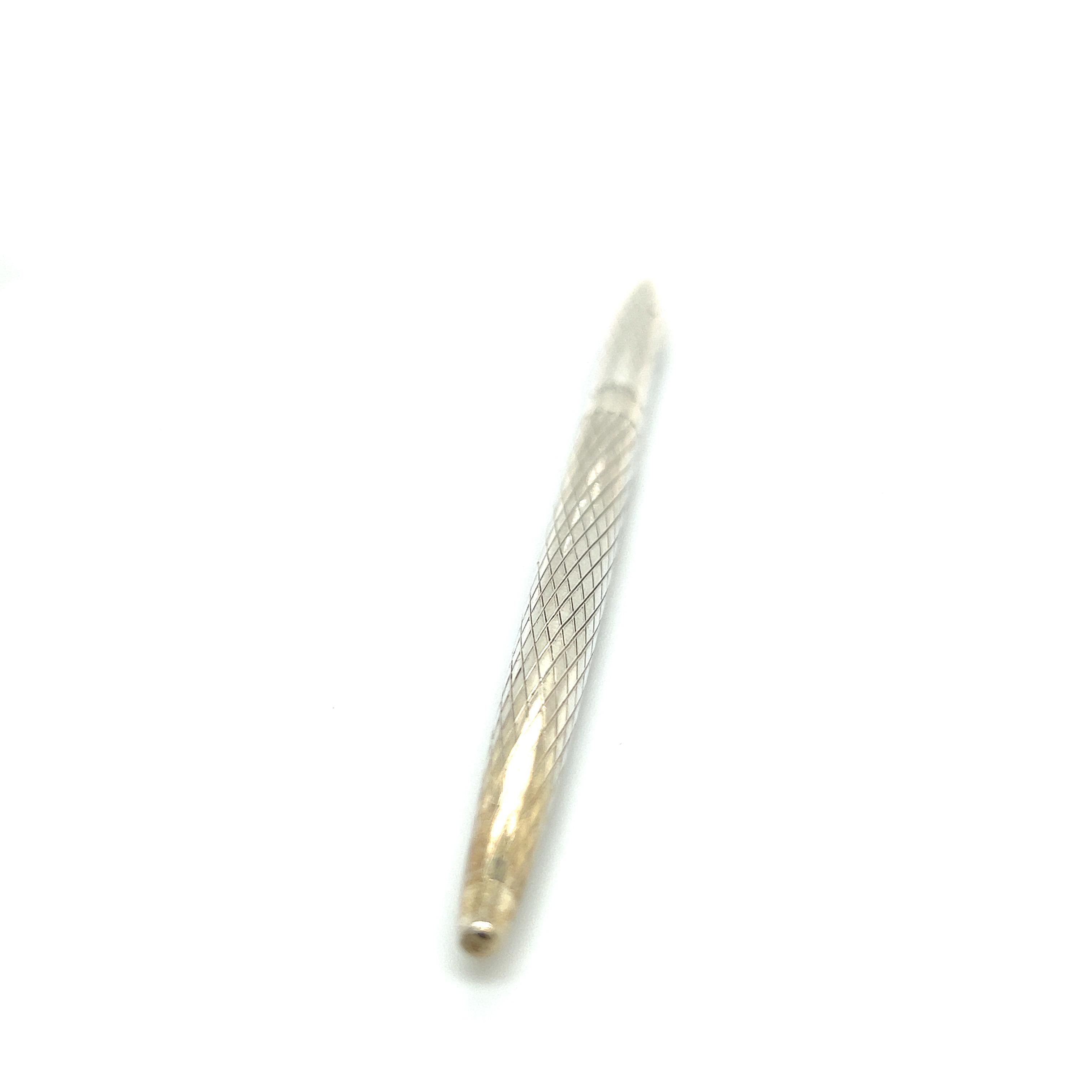 Tiffany & Co Estate Ladies Ballpoint Pen With Diamond Sterling Silver In Good Condition In Brooklyn, NY