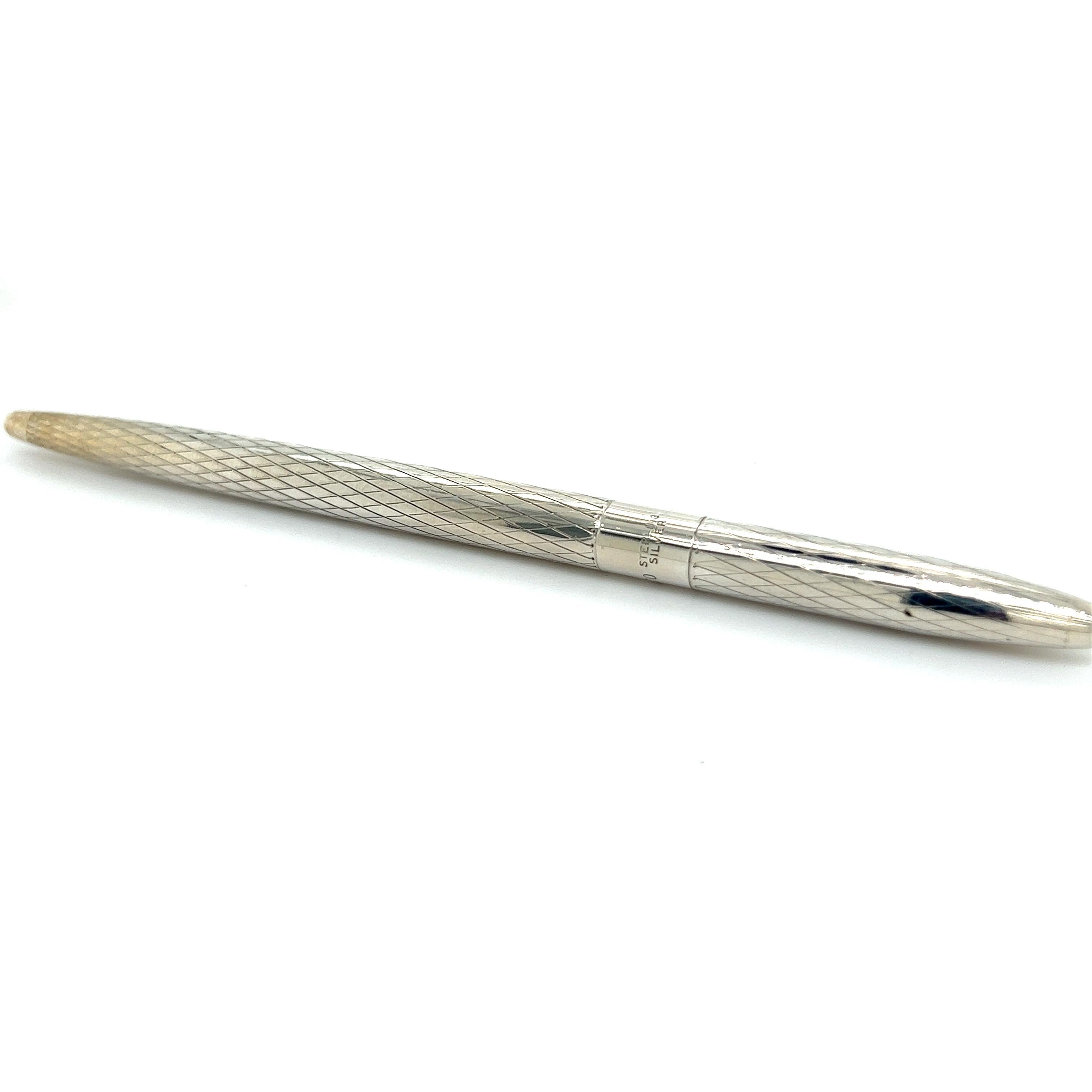 Women's Tiffany & Co Estate Ladies Ballpoint Pen With Diamond Sterling Silver