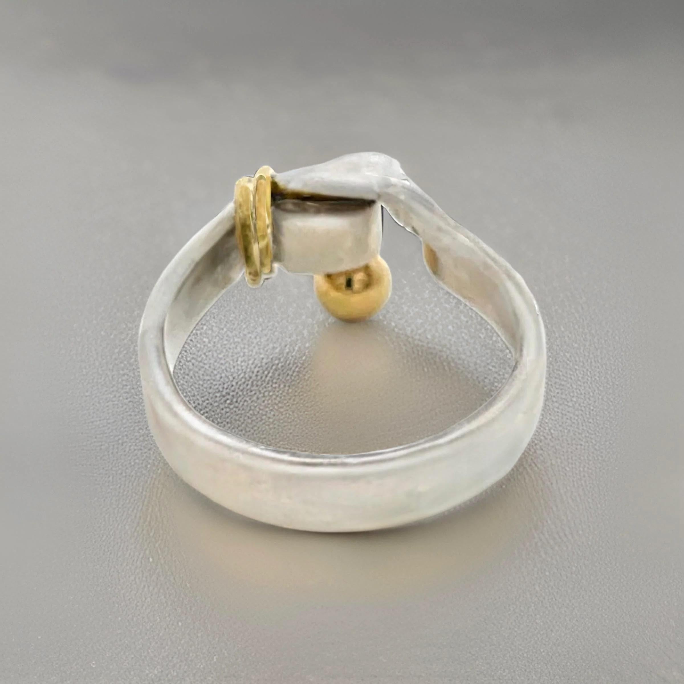 Tiffany & Co Estate Ladies Buckle Ring Size 5 Sterling Silver 18k Gold 6