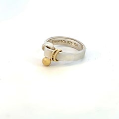 Tiffany & Co Estate Ladies Buckle Ring Size 5 Sterling Silver 18k Gold