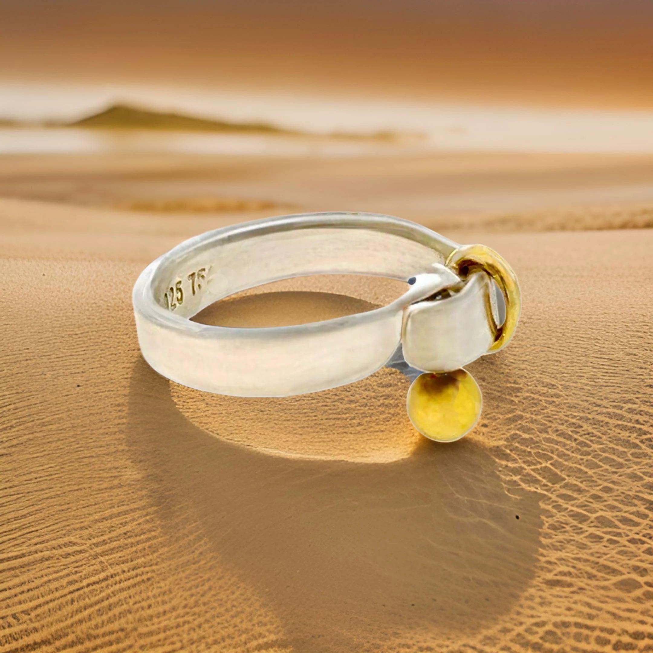 Tiffany & Co Estate Ladies Buckle Ring Size 5 Sterling Silver 18k Gold 2