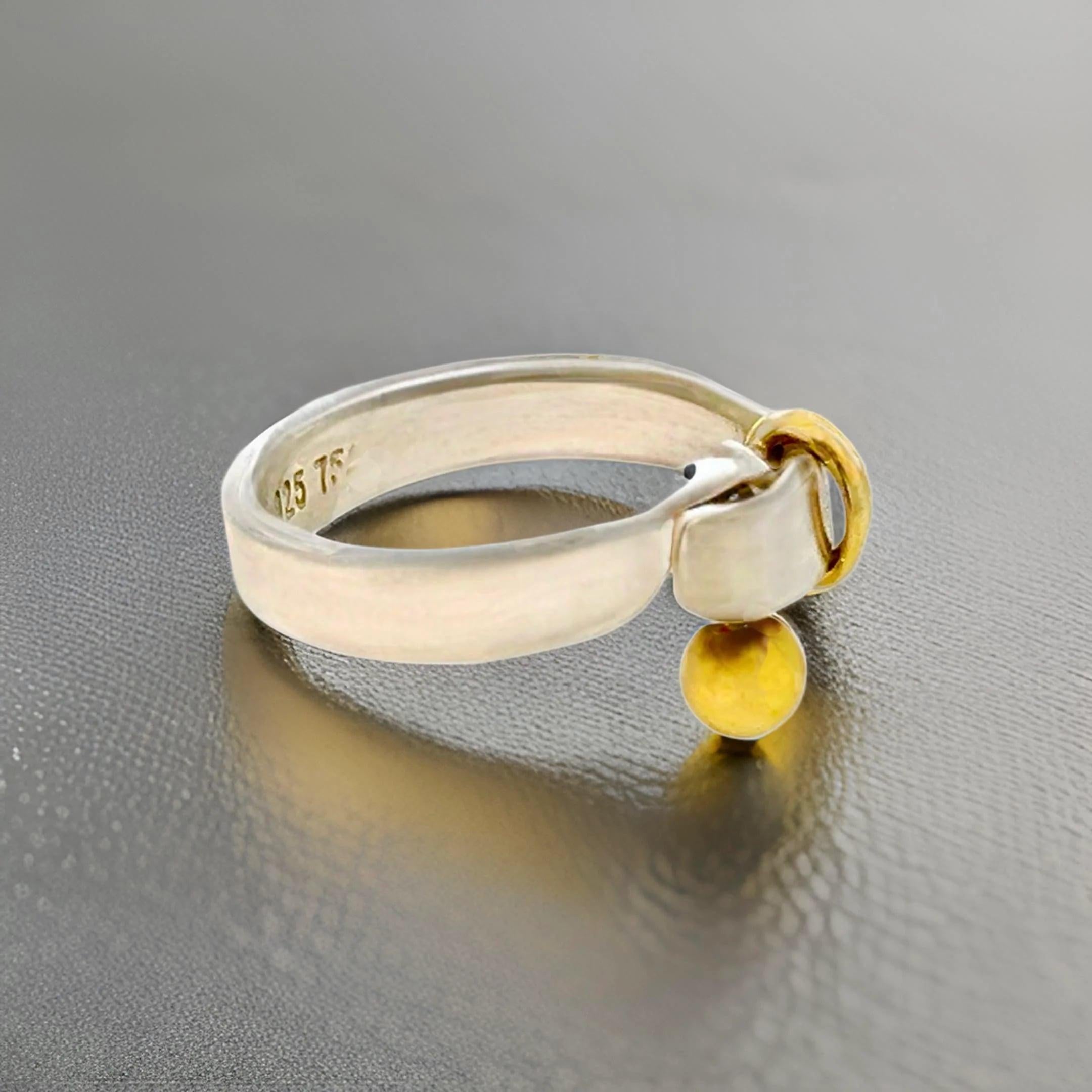 Tiffany & Co Estate Ladies Buckle Ring Size 5 Sterling Silver 18k Gold 3