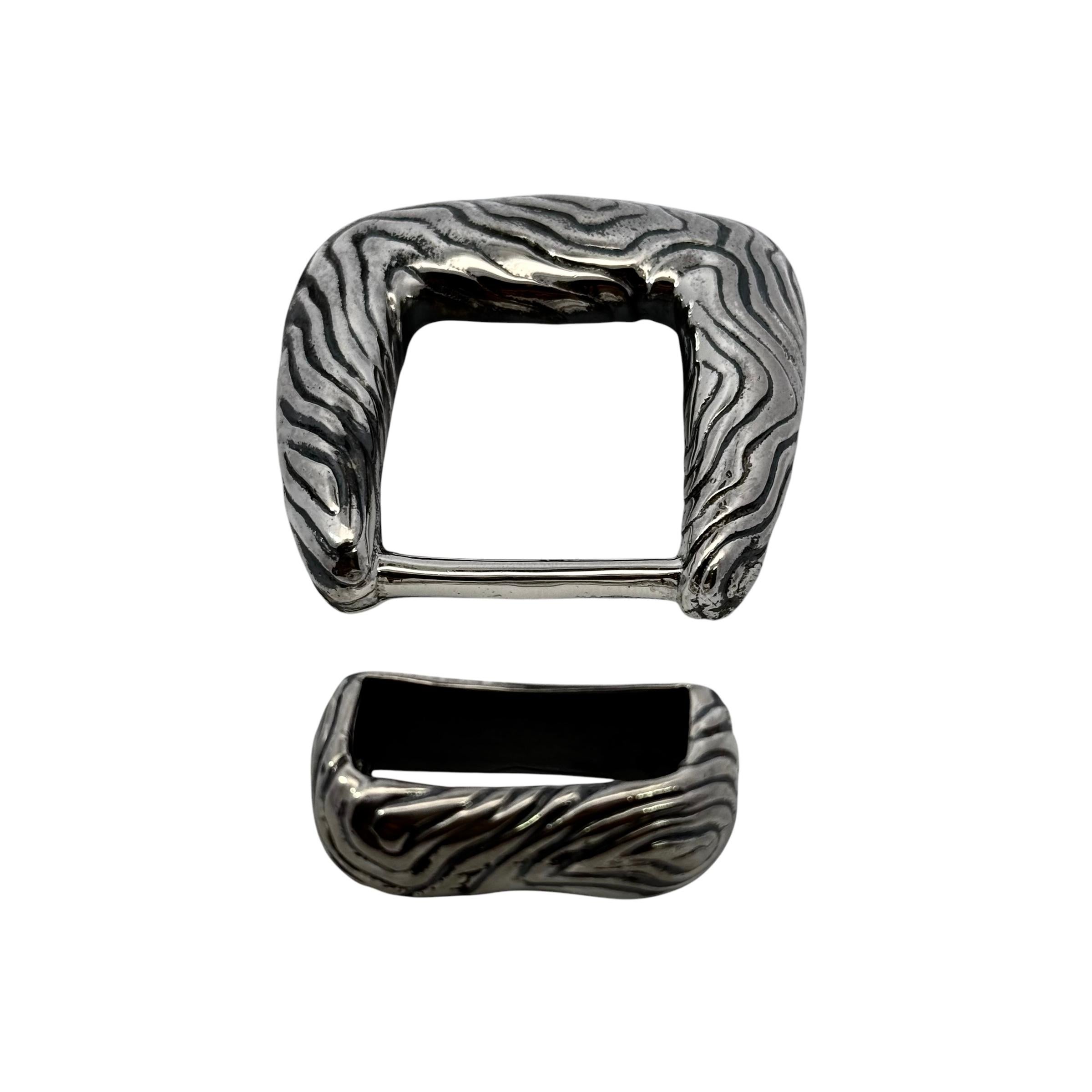 Tiffany & Co Ladies Wood Grain Fashion Belt Buckle Sterling Silver Estate (boucle de ceinture en argent) en vente 6