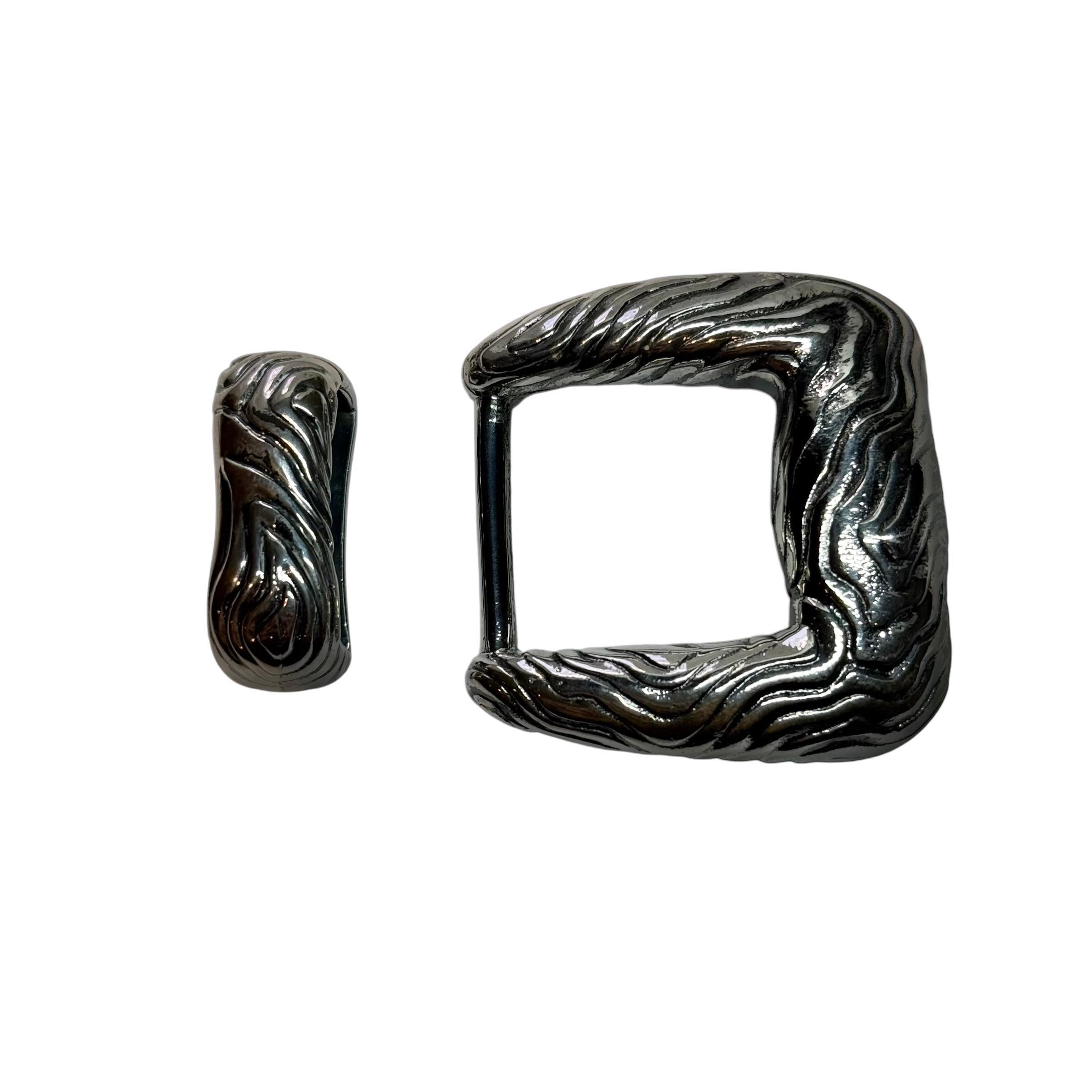 Tiffany & Co Ladies Wood Grain Fashion Belt Buckle Sterling Silver Estate (boucle de ceinture en argent) en vente 2